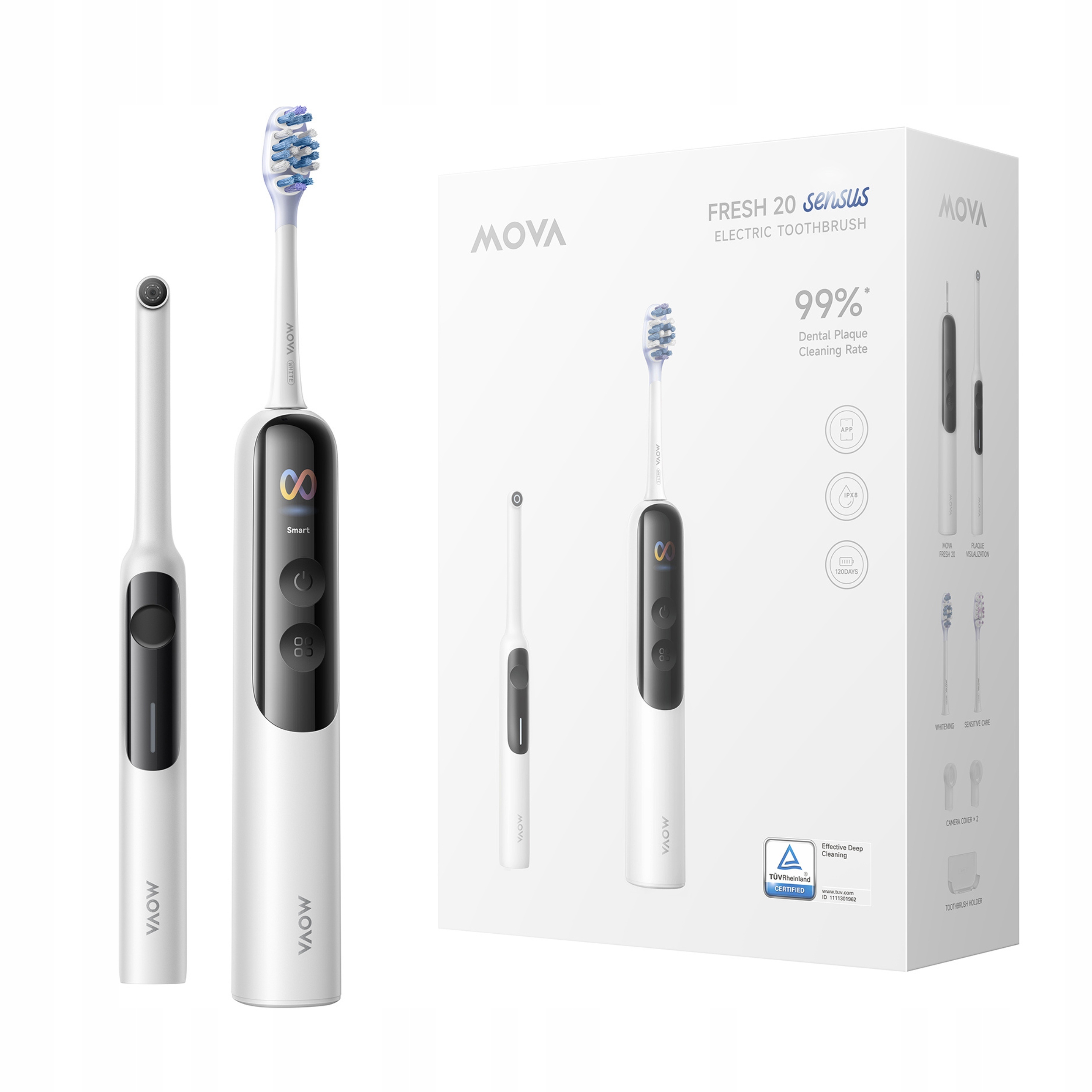 Mova Fresh 20 Sensus Szczoteczka Elektryczna Analiza Ai 2 Końcówki Biała