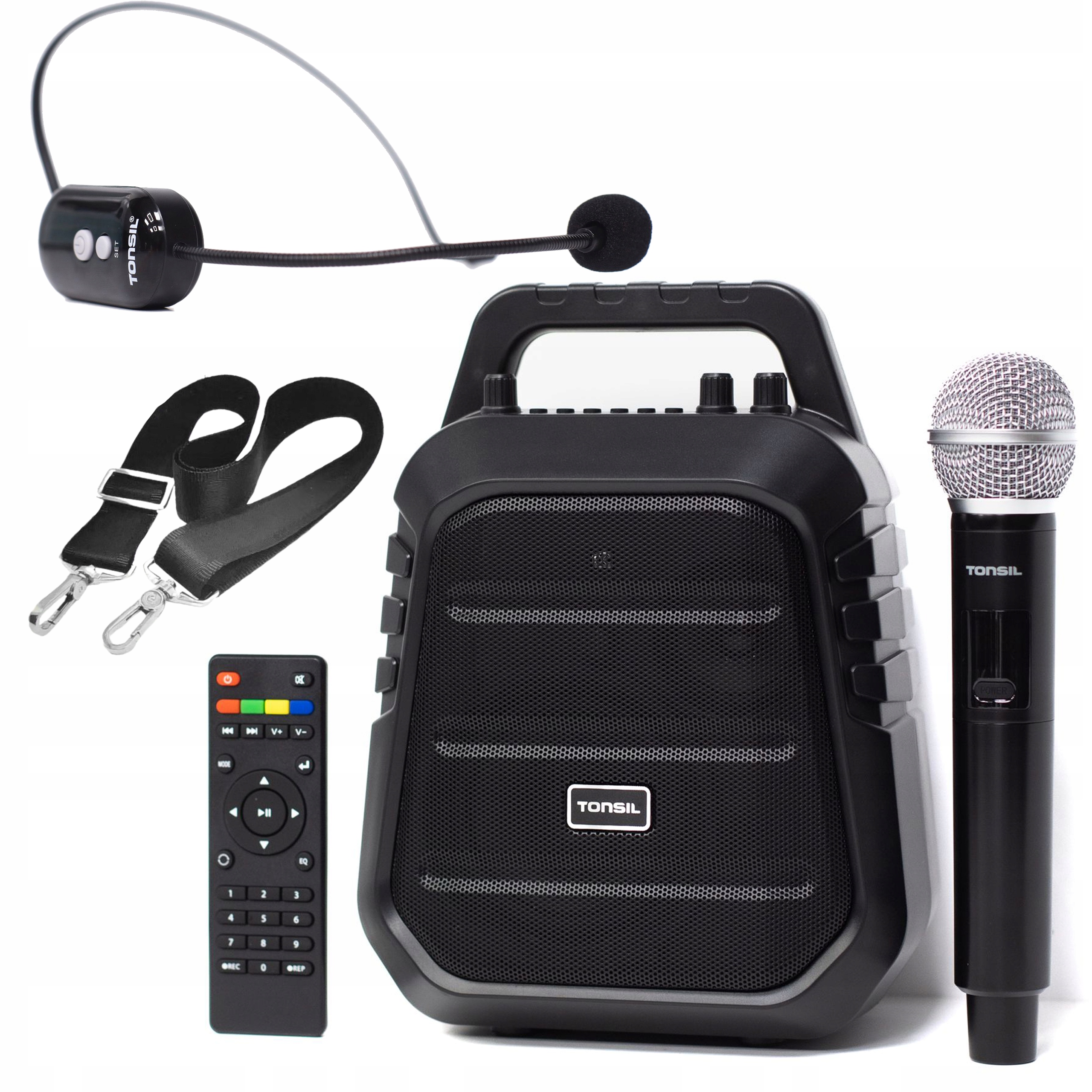 Bezdrátový reproduktor Tonsil ZP8 Ruční mikrofon náhlavní Bt Sd Aux Pasek