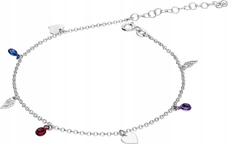 Stříbrný náramek 925 na nohu křídla srdce módní vzor dárek křídlo