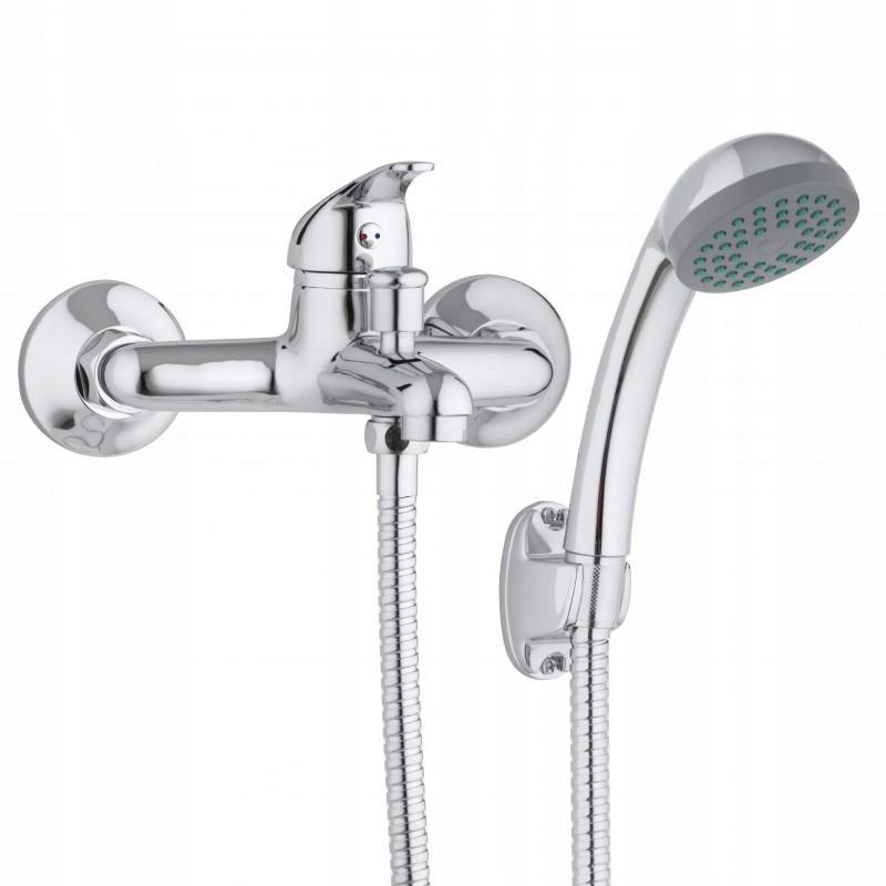 Sprchová nástěnná vanová baterie s sprchovou hadicí, chrom baterie do vany