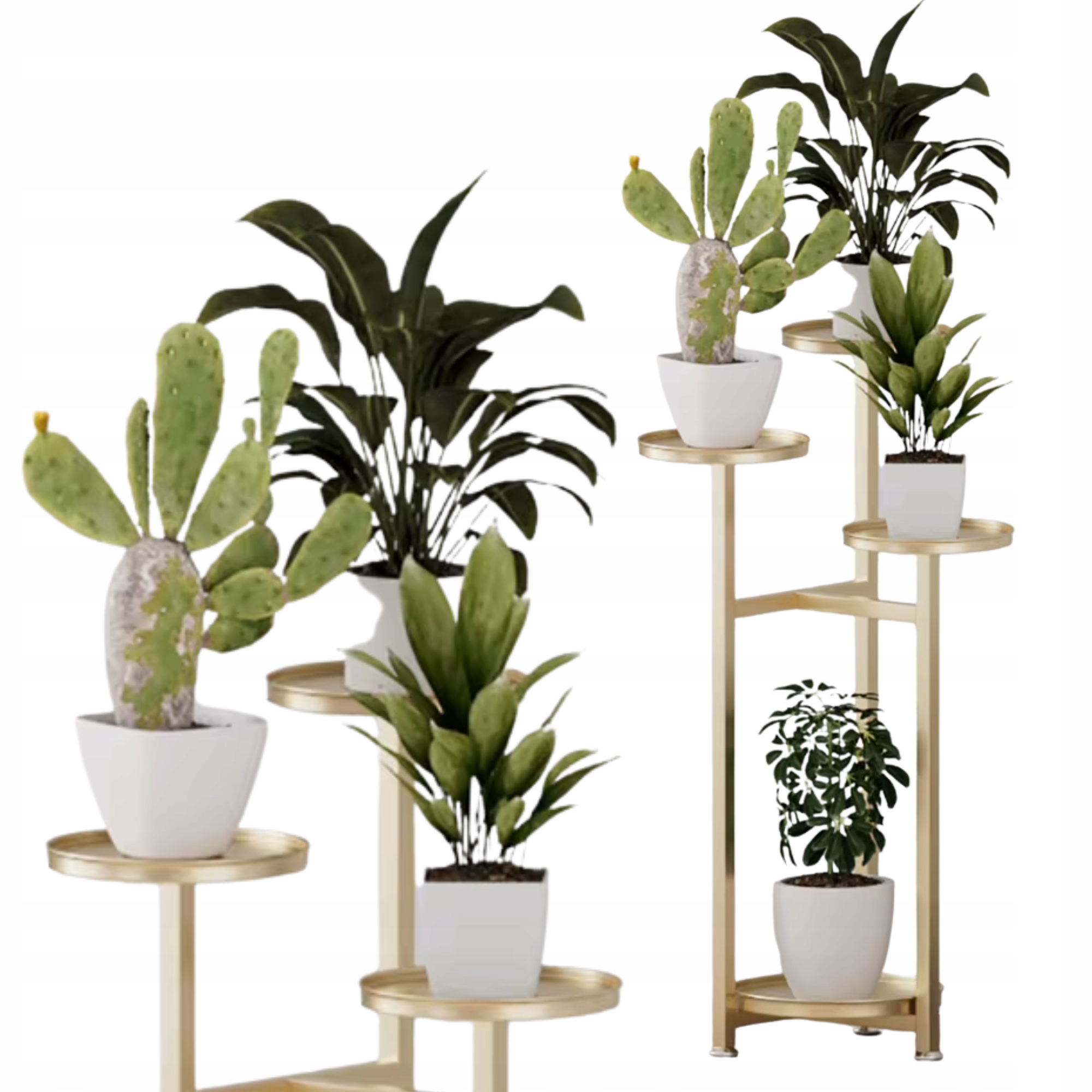 Stojan Na Kvety Kovový Stojan Na Rastliny Zlatý 4-POSCHODOVÝ 80 CM