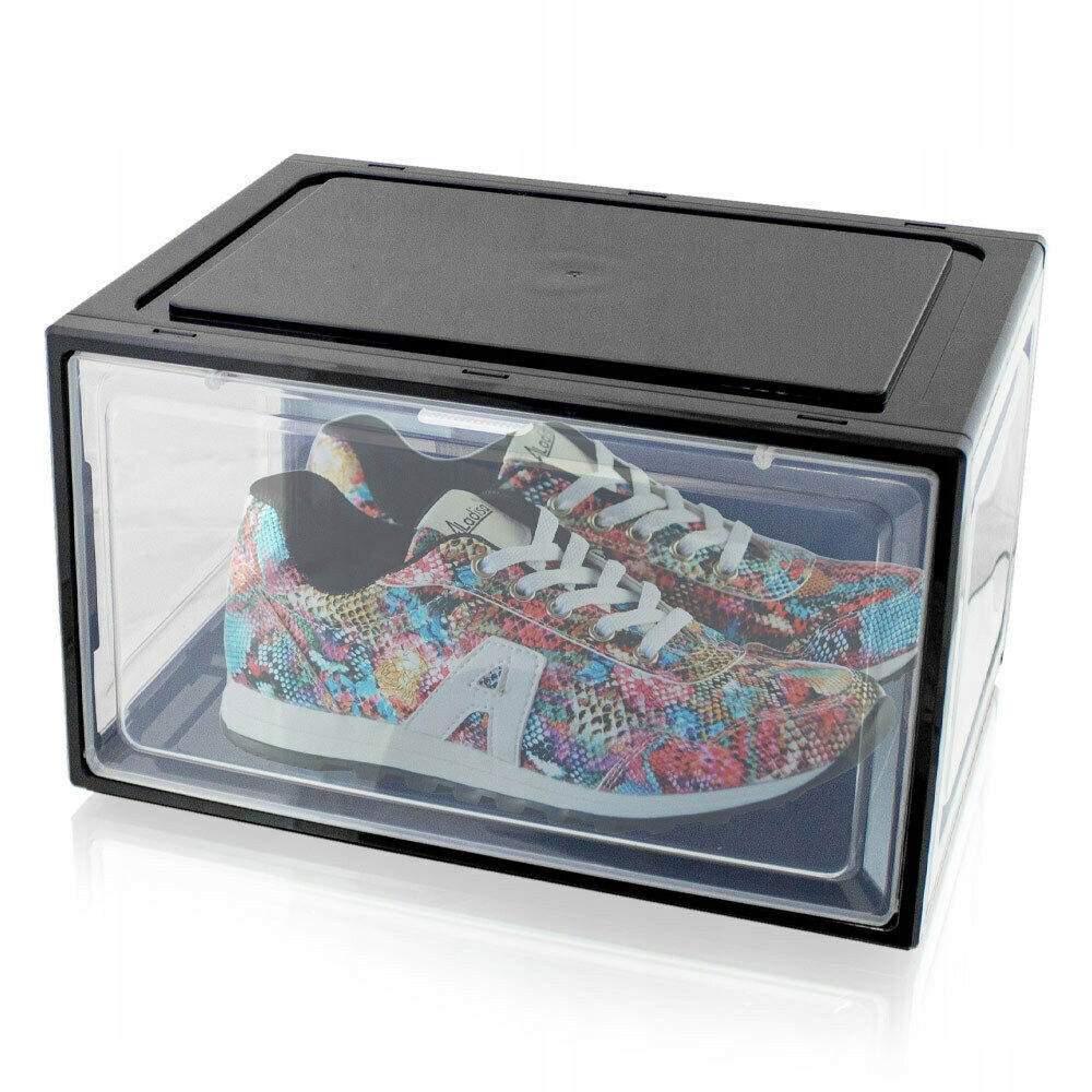 6x Box Na Buty Organizer Pudełko Czarne do rozm. 47