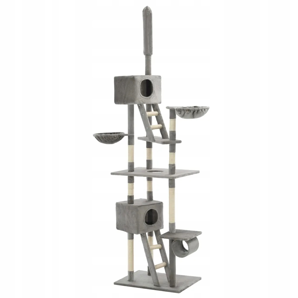 Levně Škrabadlo pro kočky se sisalovými sloupky 230–260 cm šedé
