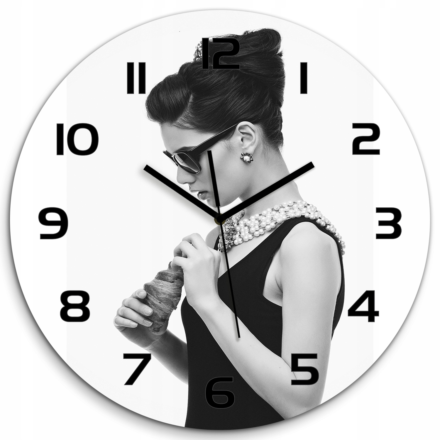 

Cichy szklany zegar Kobieta w okularach fi 60 cm