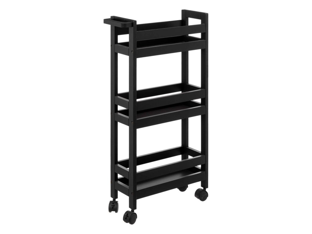 Extra úzký koupelnový regál na kolečkách, 3 police, šířka 15 cm