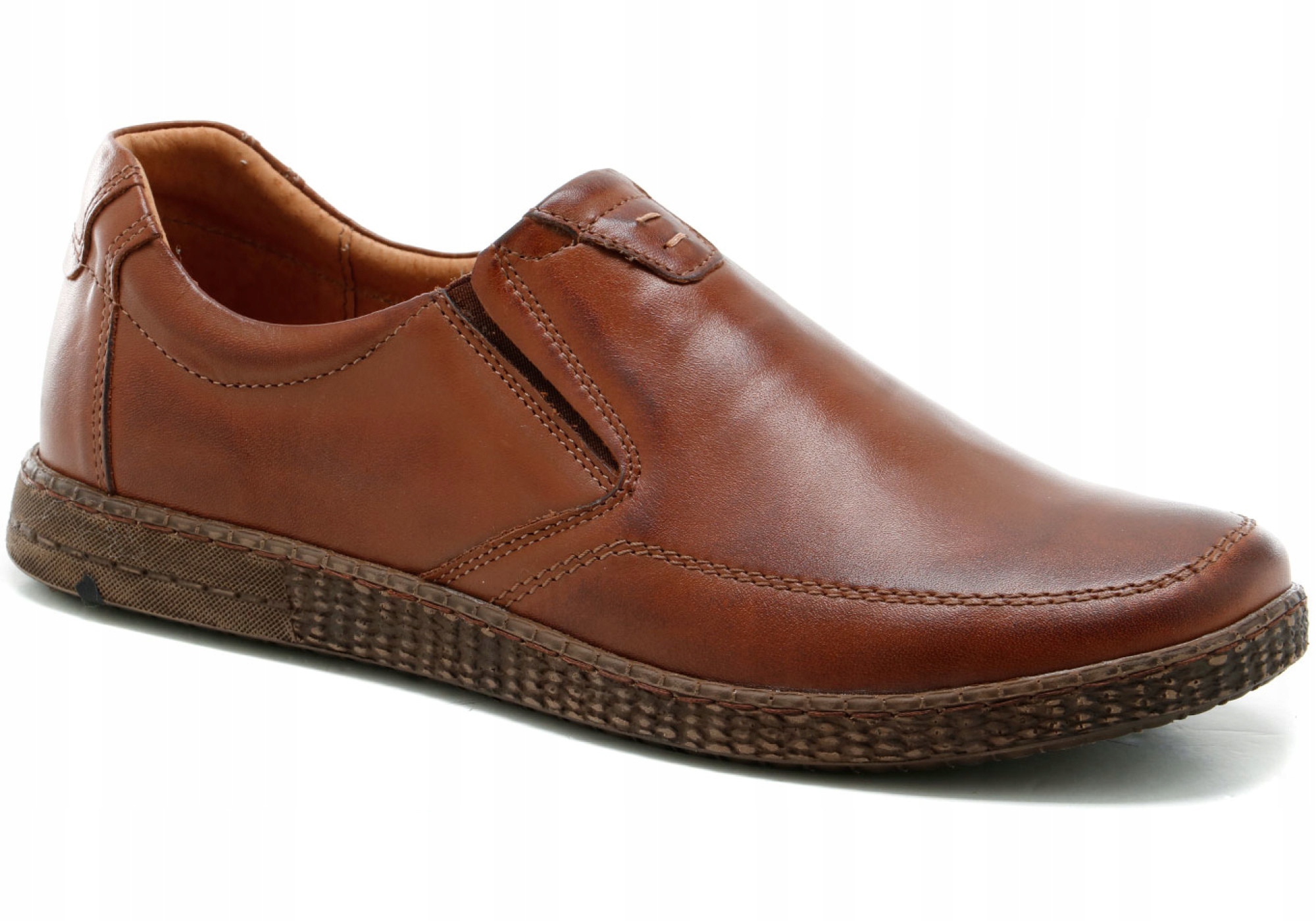 Riko 880 pánské polobotky nazouvací kožené mokasíny hnědé r45