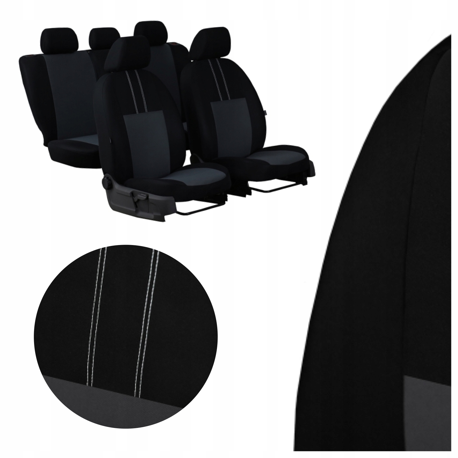 Pokrowce samochodowe na fotele siedzenia Economic szare komplet