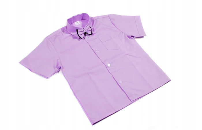 KOSZULA CHŁOPIĘCA BIAŁA Z KRÓTKIM RĘKAWEM I Z MUSZKĄ ELEGANCKA 134 Wzór dominujący bez wzoru