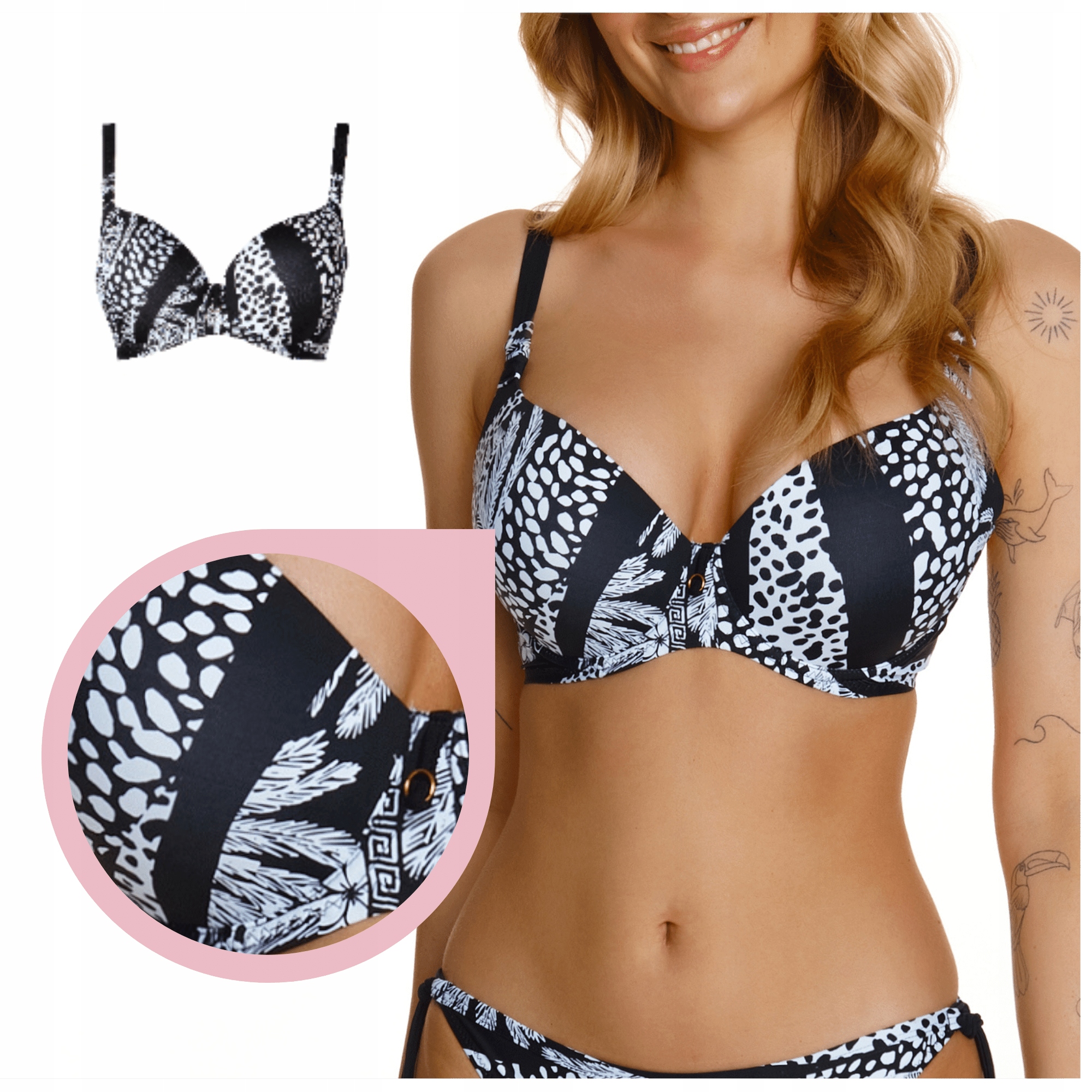 Lupoline Faial plavková podprsenka Push-up černobílá 65G