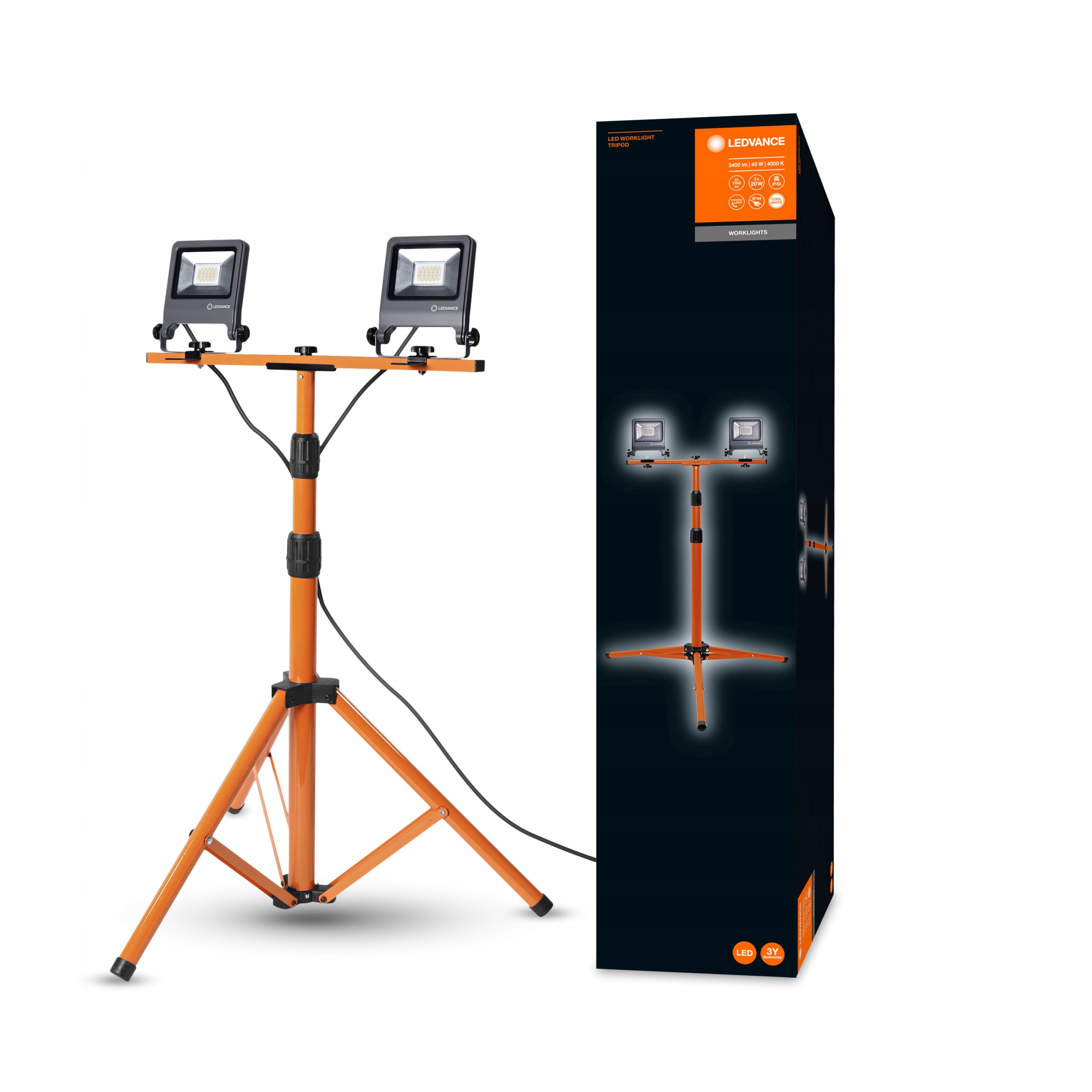 NAŚWIETLACZ LED WARSZTATOWY LEDVANCE 2x20W Kod producenta LAMPA PRZENOŚCNA TRIPOD HALOGEN