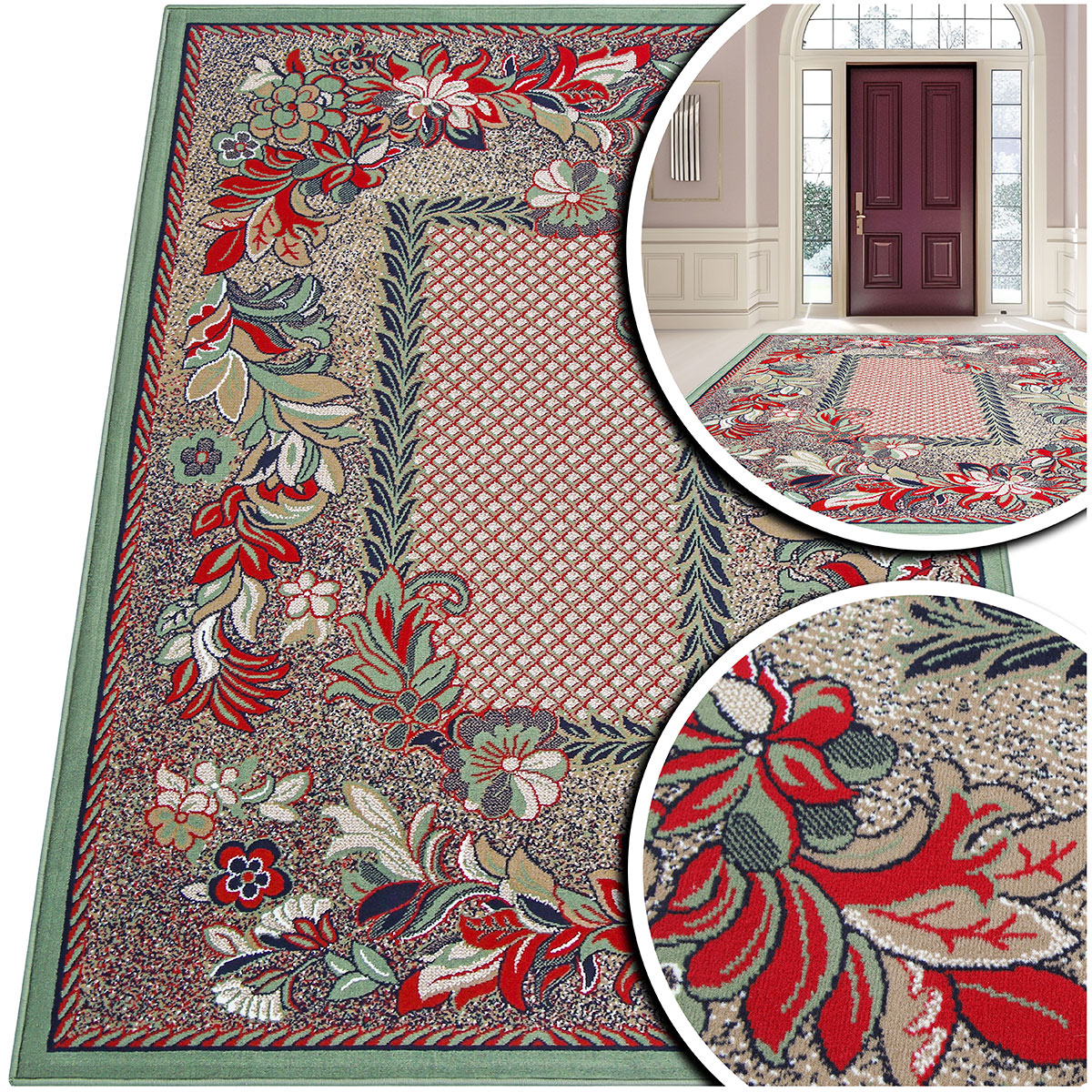 Zelený Koberec Do Obývacího Pokoje Venezia Klasický Koberec Do Ložnice Červený 60x110