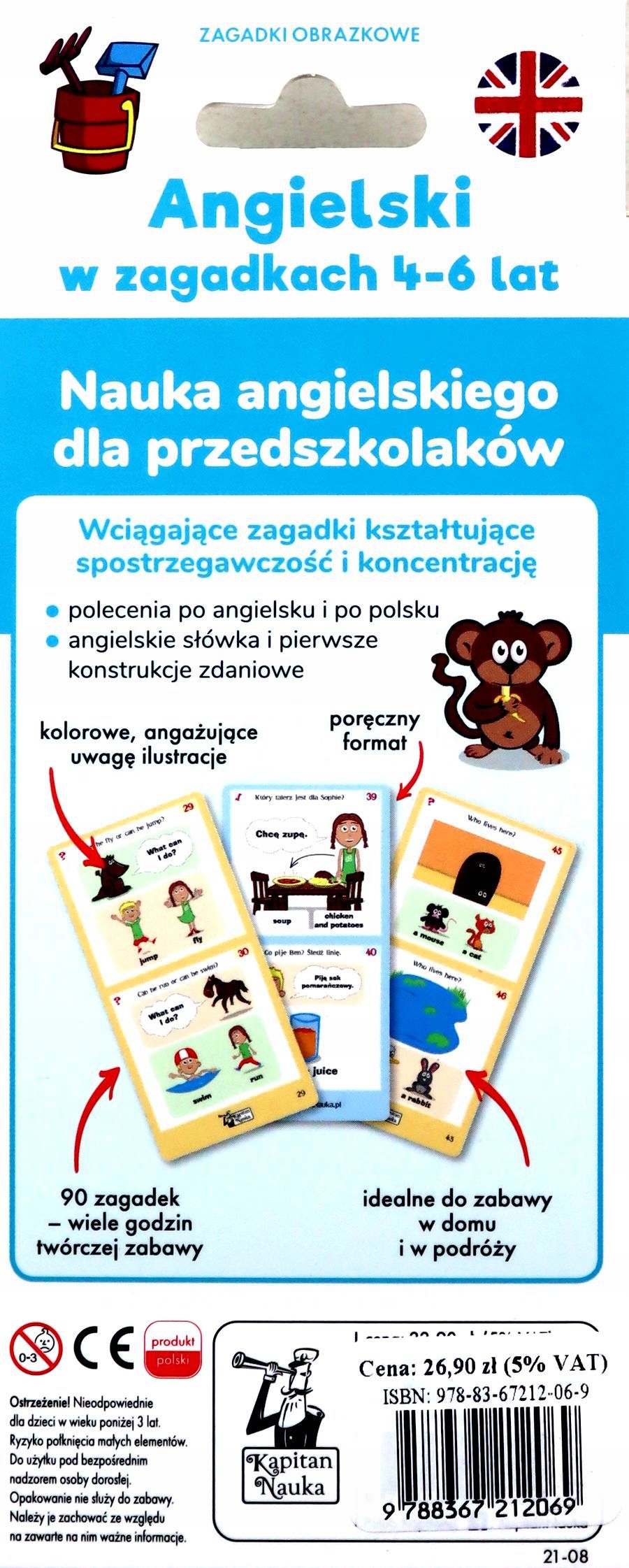 ANGIELSKI W ZAGADKACH 4-6 LAT. ZAGADKI OBRAZKOWE. Stan opakowania oryginalne