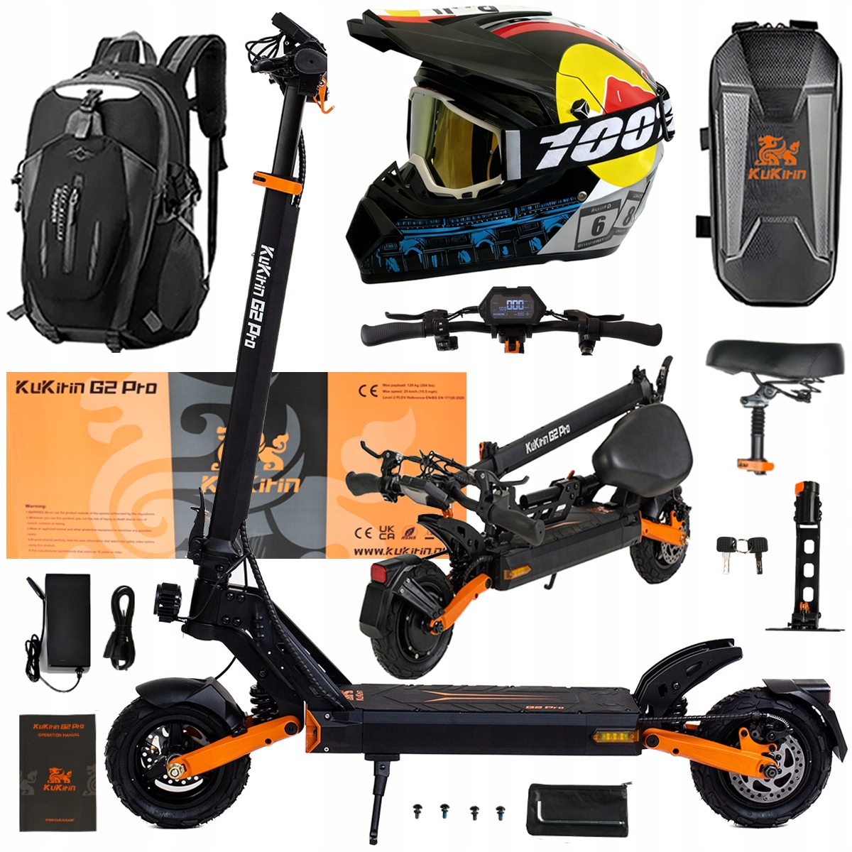 Składany Pojazd Elektryczny Kukirin G2 Pro 1000W 48V 15.6AH 45KM/H +Prezent