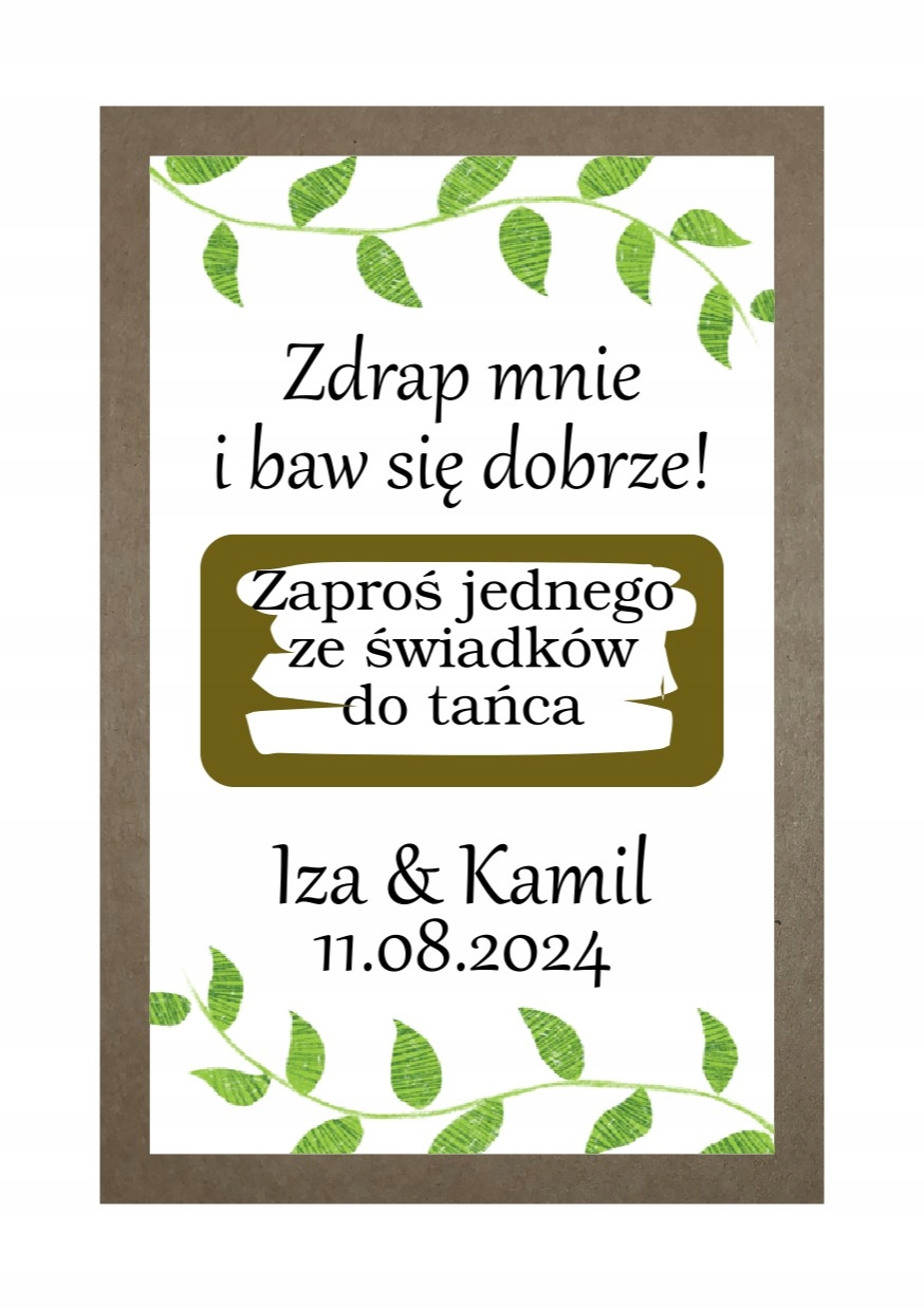 ZDRAPKA Z ZADANIEM WESELNYM RÓŻNE EKSPRESOWO WZORY