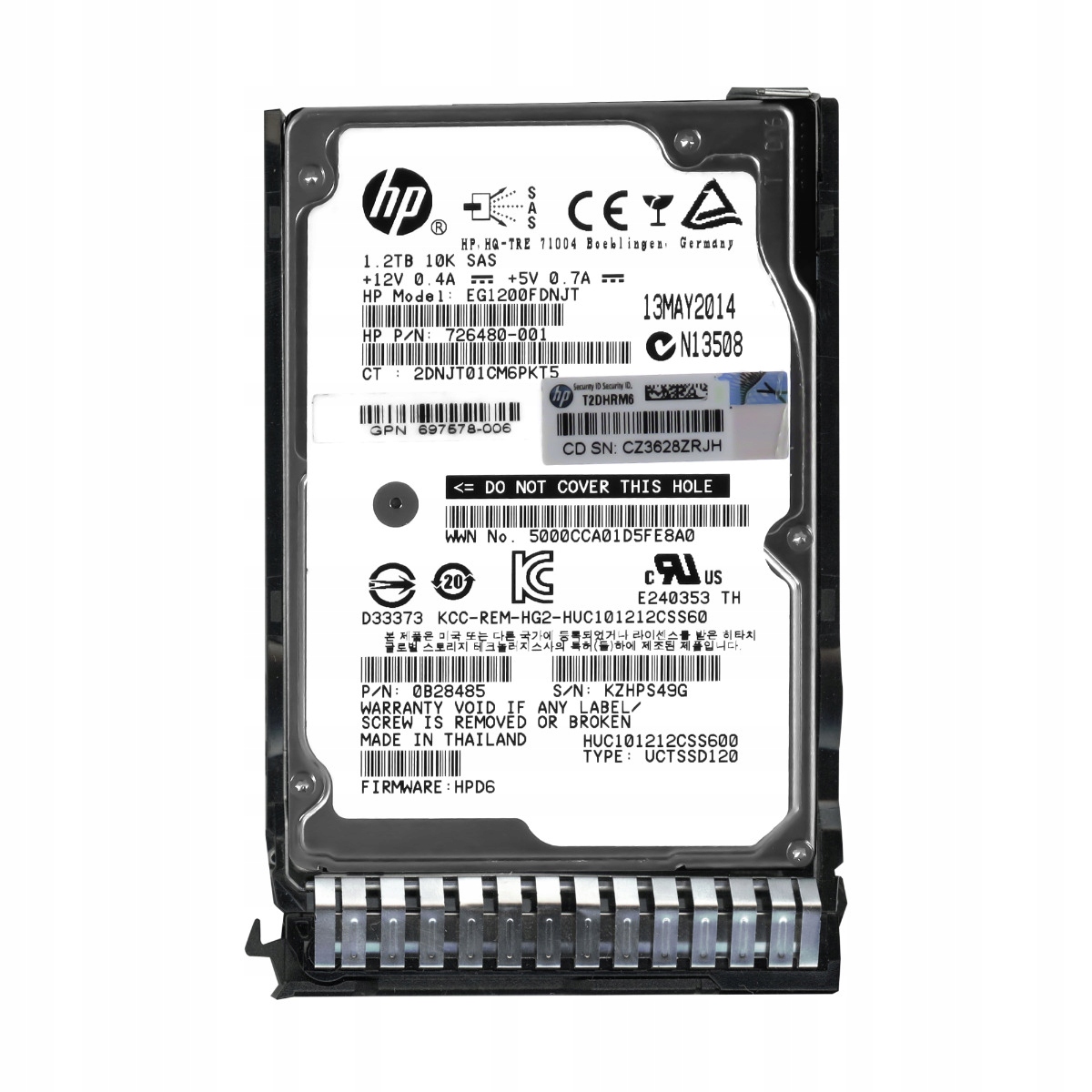 Hp 726480-001 781578-001 1.2TB 10K 64MB SAS-2 2.5'' EG1200FDNJT