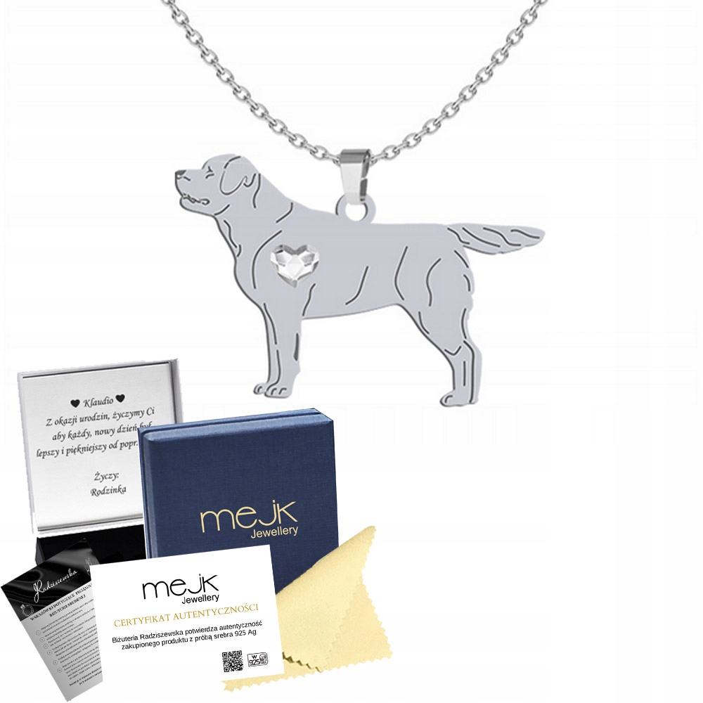 Stříbrný náhrdelník s labradorským retrívrem 925 Dárek Řetízek Žena Gravírování