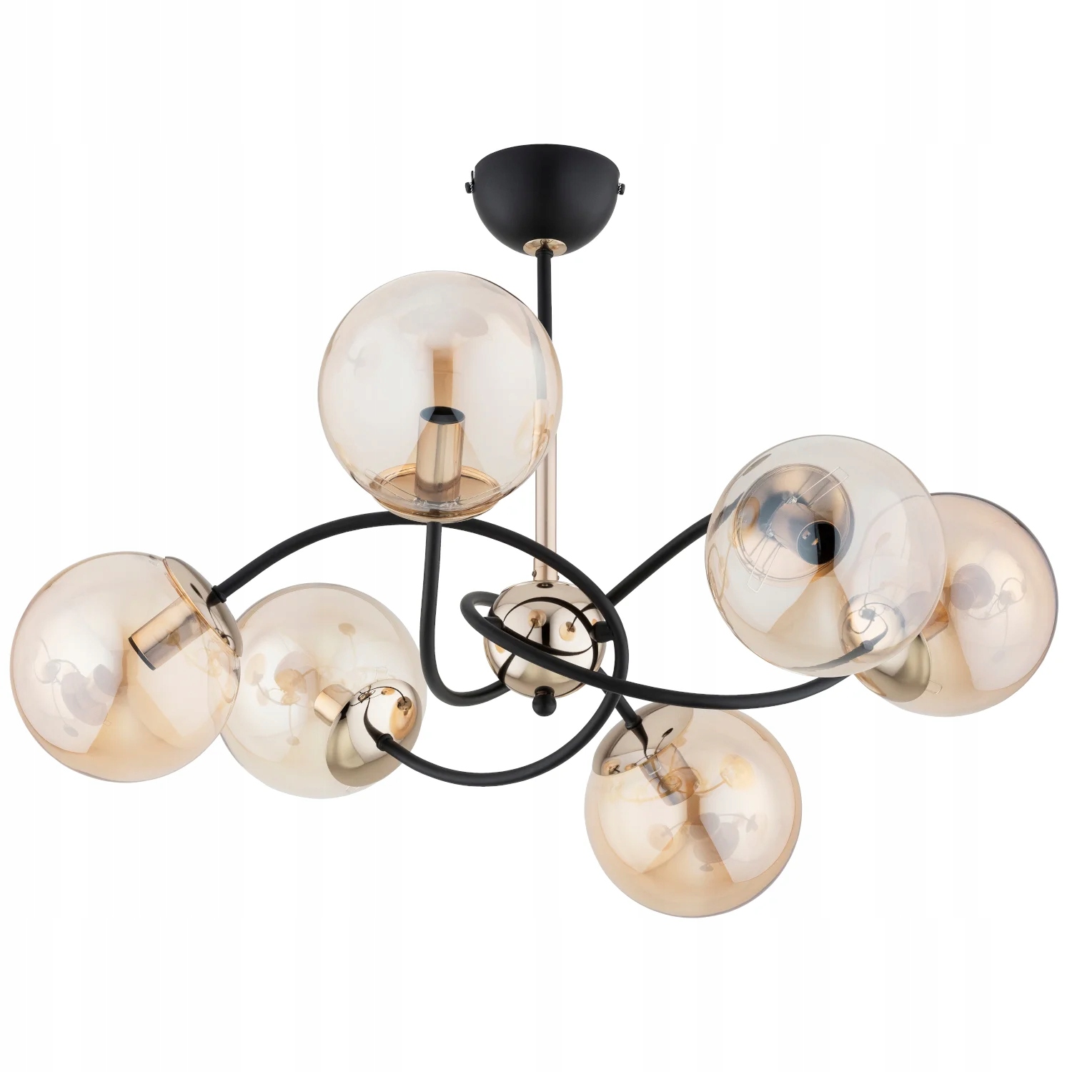 Stropná lampa glamour Amber 6xE14 10W zlatá čierna Alfa Aurora