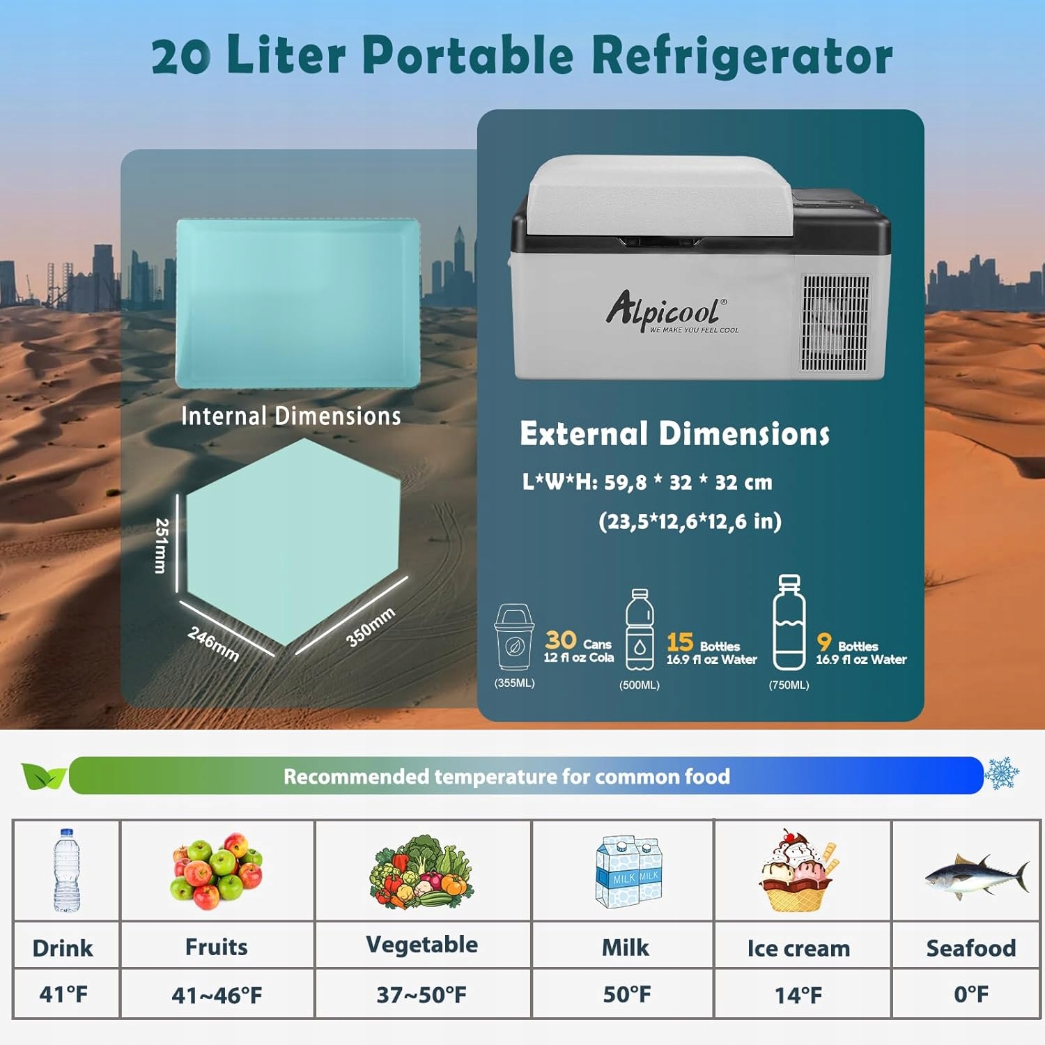 Автомобільний холодильник ALPICOOL EC20 20 л 12/24 В, модель C20