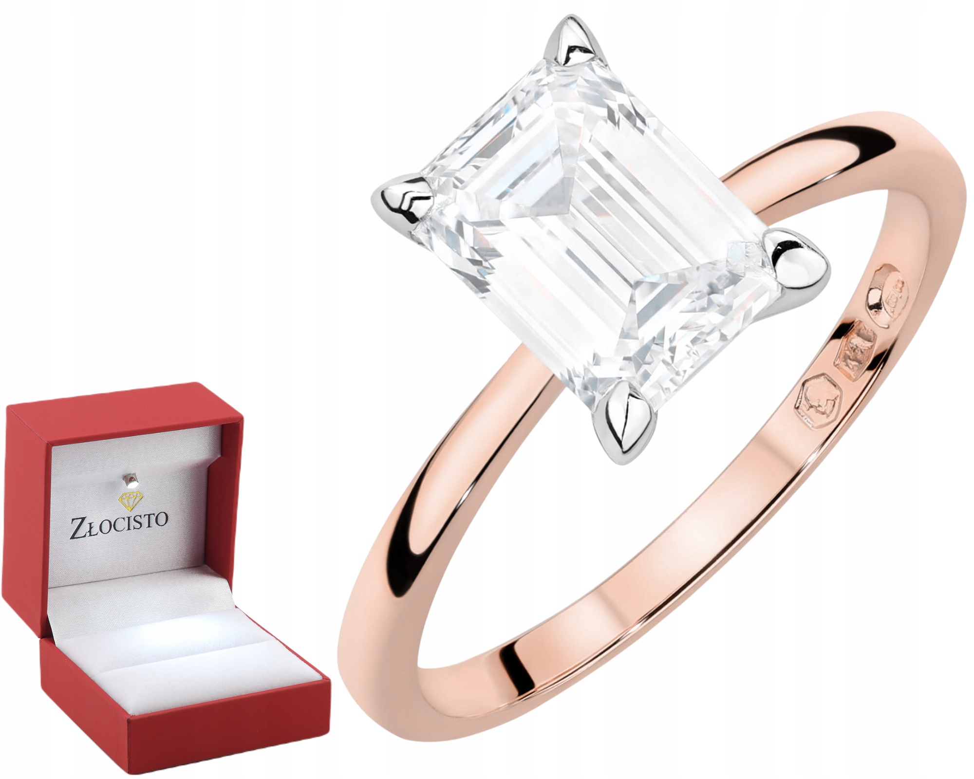 Růžový Zlatý Prstýnek S Diamantem 585 Lab, Moderní Dárek