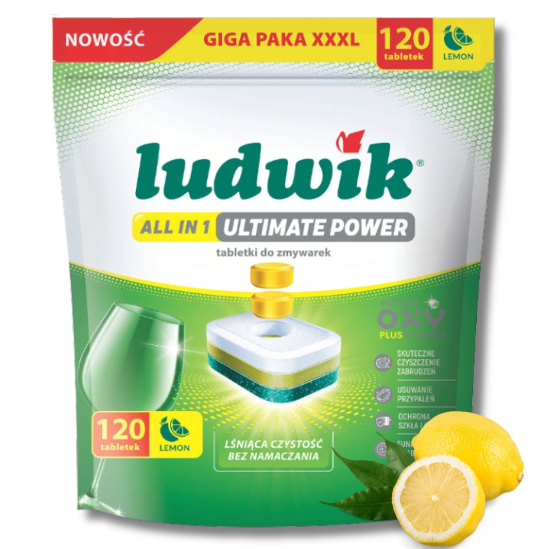 Tabletki Do Zmywarki Ludwik All in 1 Ultimate Power Lemon (120 sztuk)