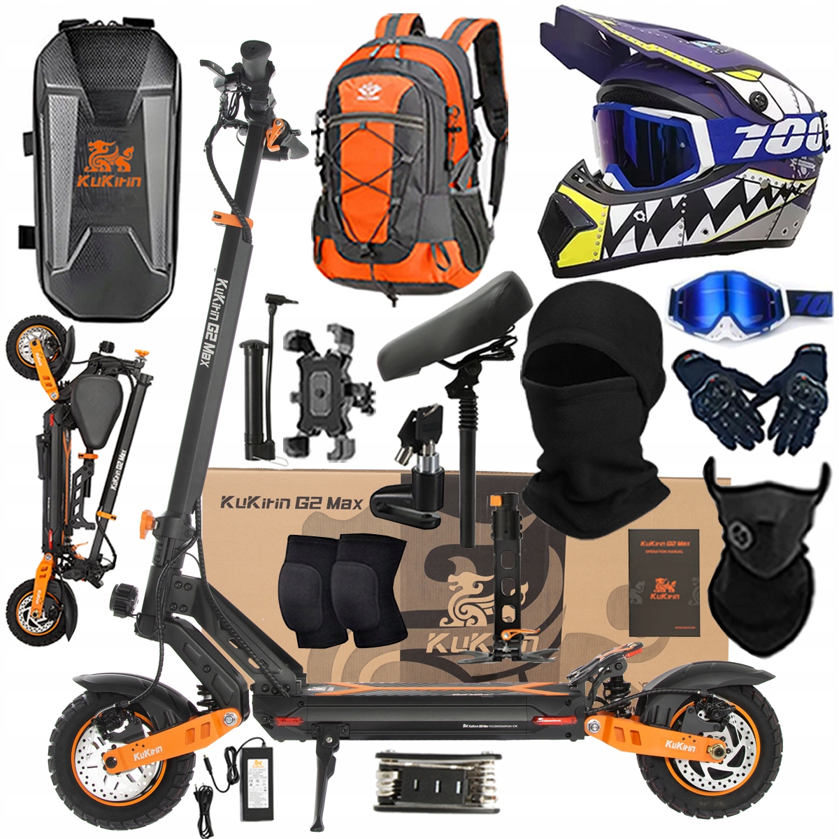 Kukirin G2 Max Skládací elektrické vozidlo 1200W 48V 20Ah 55KM/H Pl Dárek