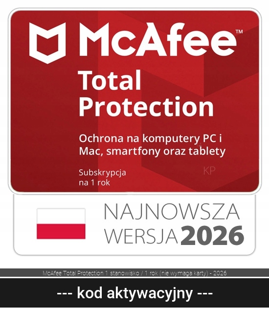 Antywirus McAfee Total Protection 1PC / 1rok - 2026
