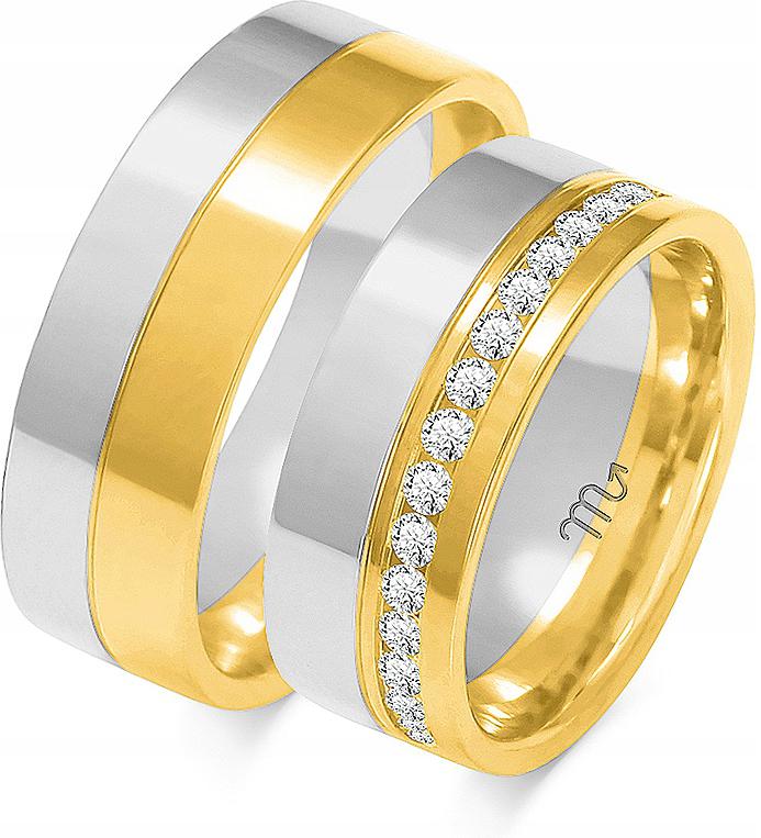 Zlaté snubní prsteny pro pár na svatba 14K 585 vel. 35 36 37, jedinečná kolekce svatba