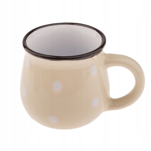 

Kubek beczułka espresso kremowy w kropki 75 ml