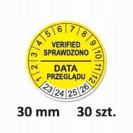 

Naklejki Inspekcyjne Data Przeglądu 30mm 30szt żó