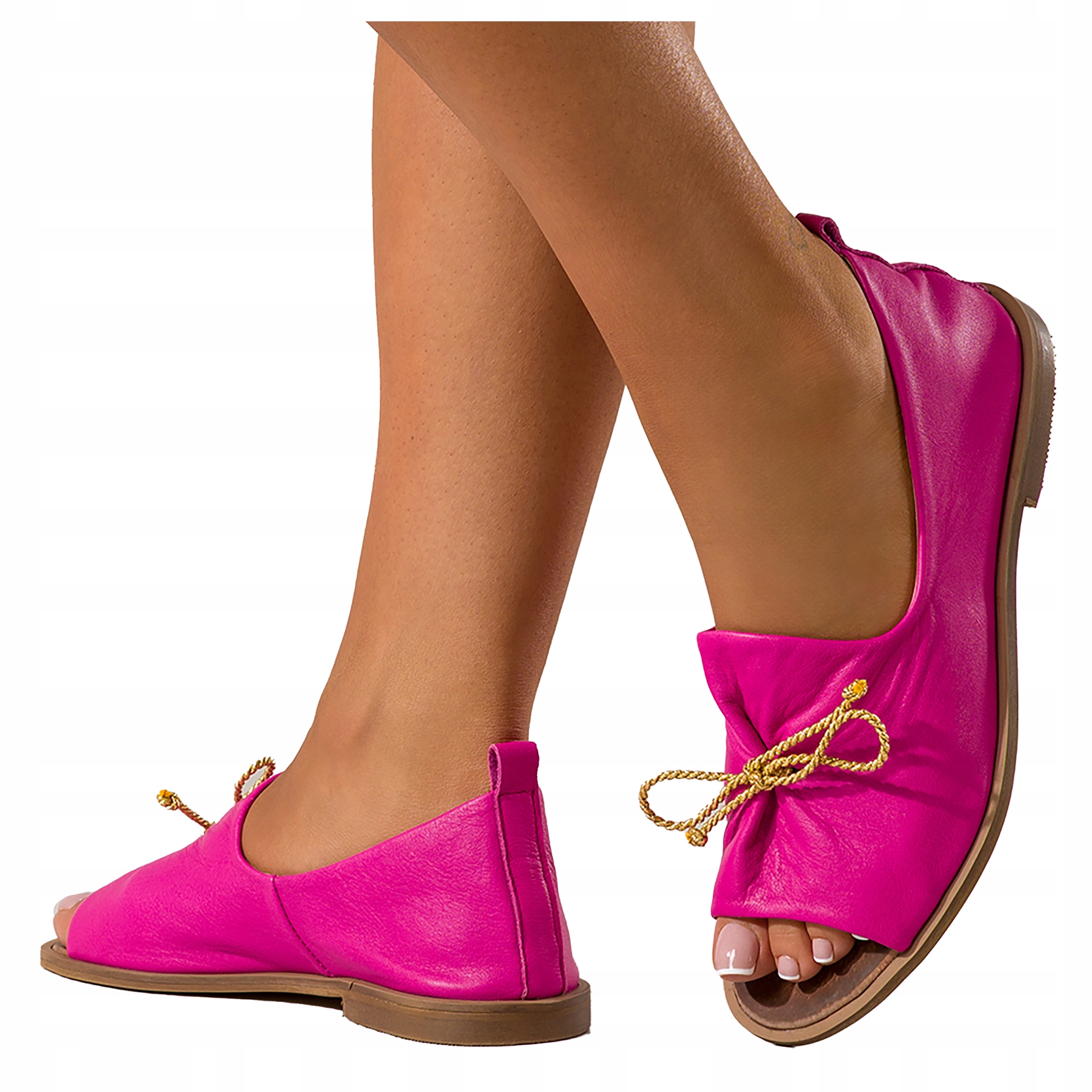 Płaskie Skórzane Sandały Damskie Zabudowane Produkt Polski r 39