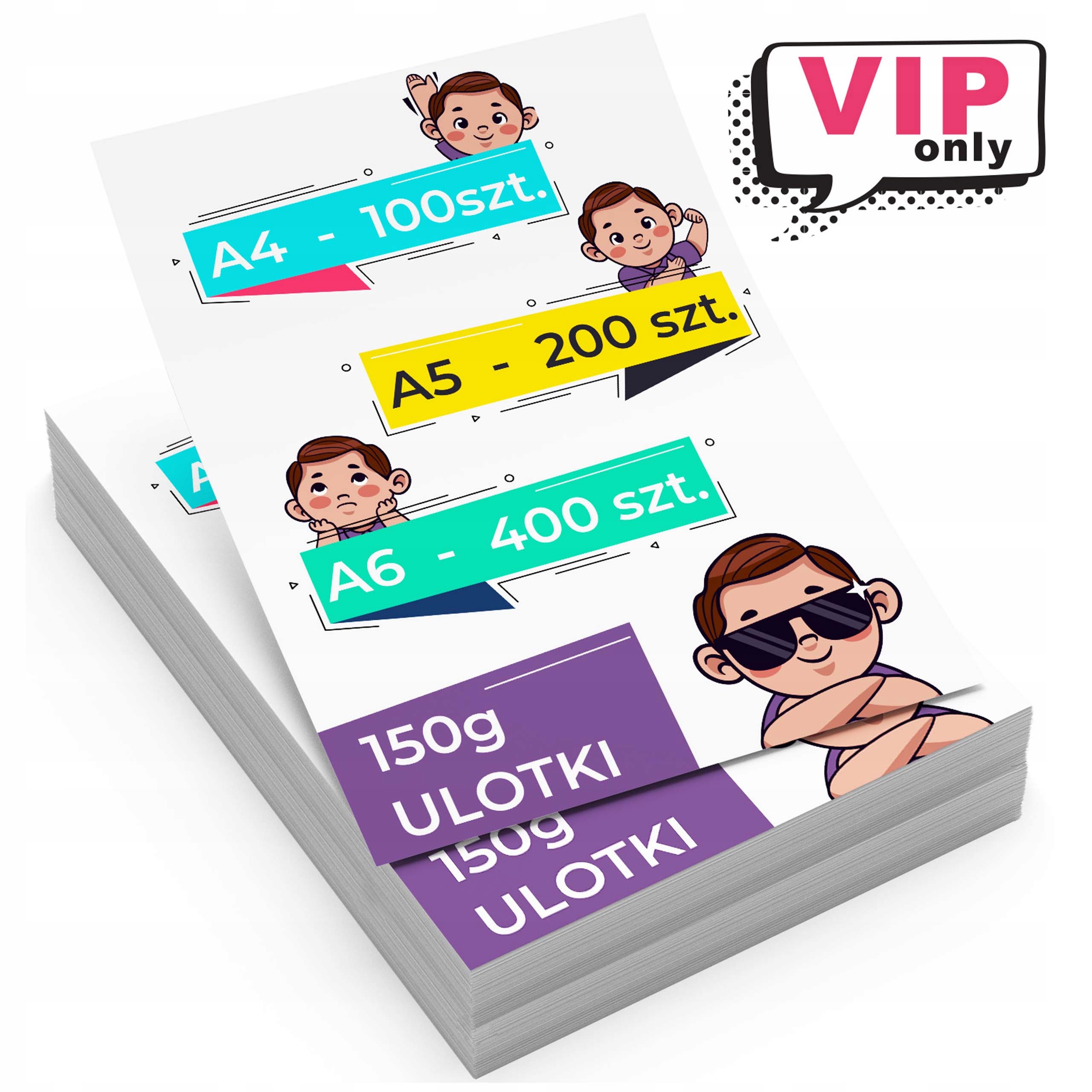 

Ulotki 150g -- A6-400, A5-200, A4-100 druk 4+4