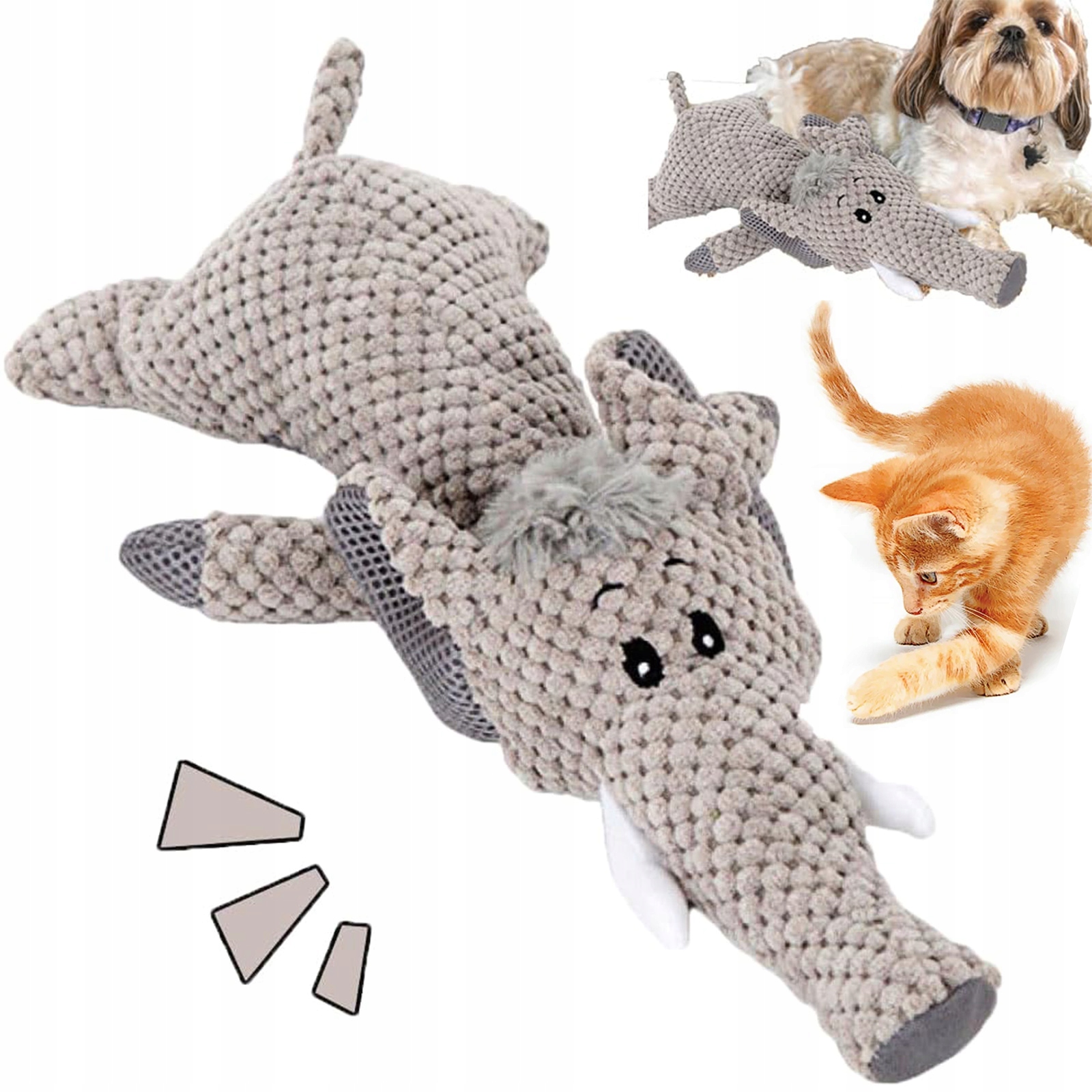 Levně Hračka Pro Psa A Kočku XXL Plyšová K Zousání Vycpávané Zvířátko Pískací Odolný Slon