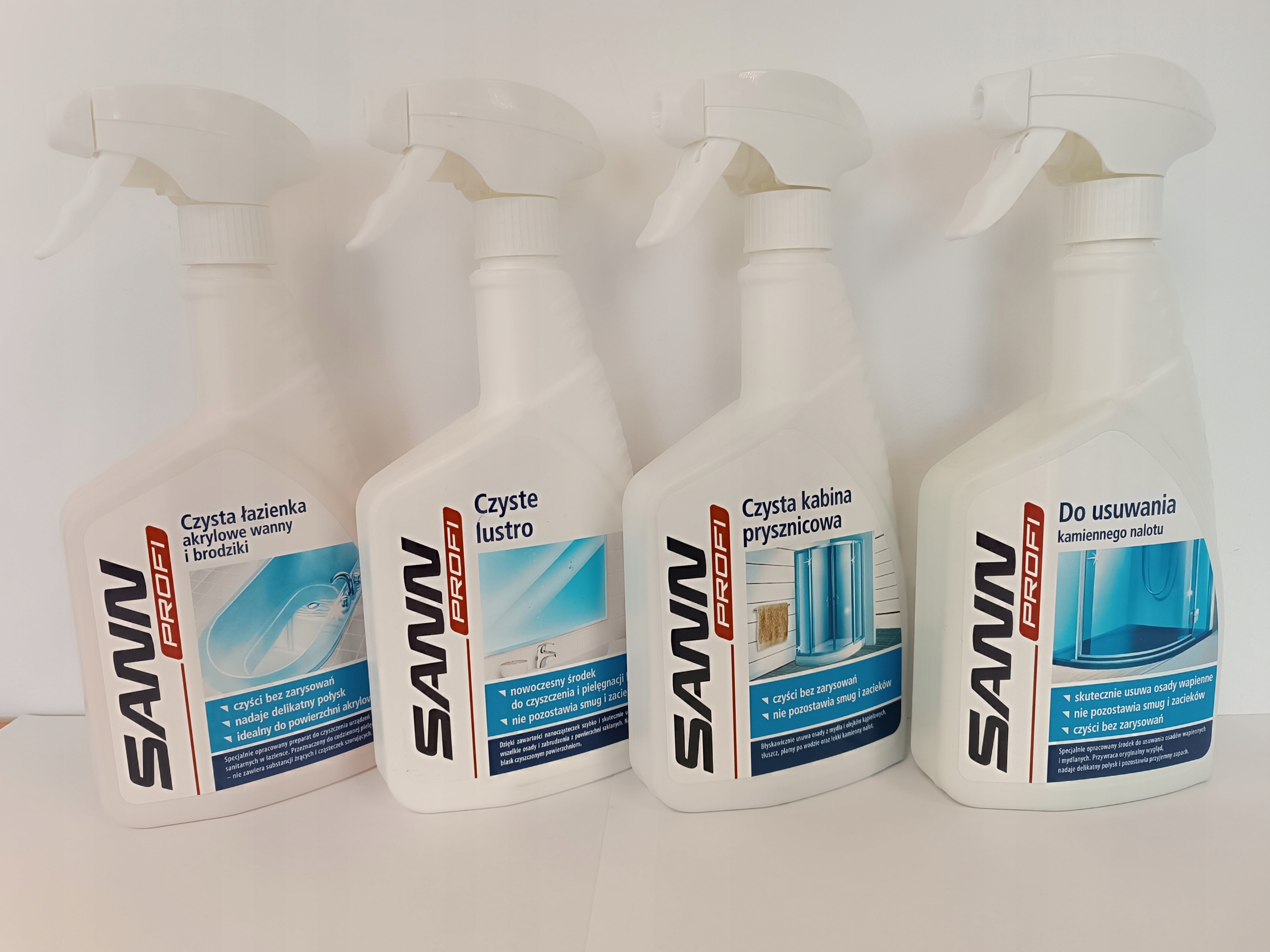 Levně Sada 4 x 500 ml Sann Profi – prostředky do koupelny, lusta, kabiny, kamene