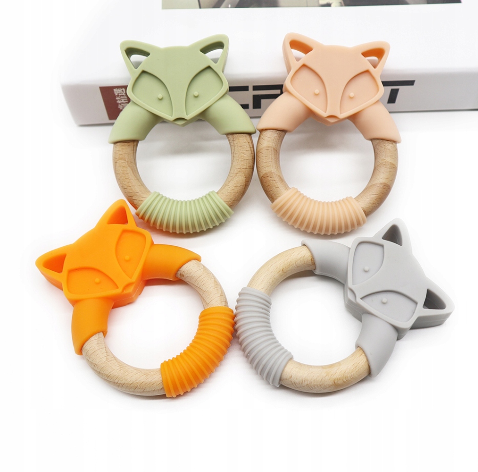 GRYZAK DLA DZIECKA DREWNIANY SILIKONOWY LISEK Marka LegenDay Technology