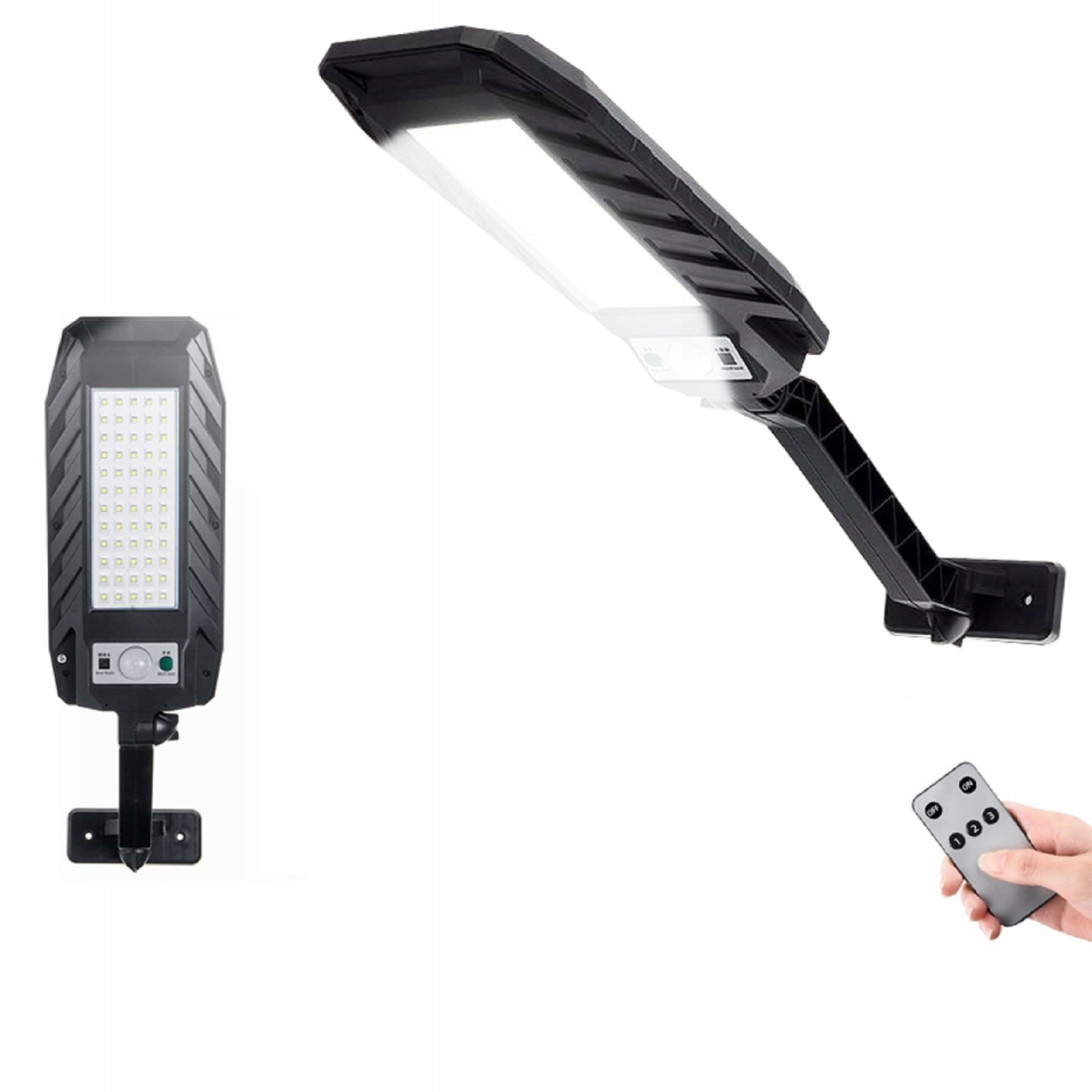 LAMPA SOLARNA ULICZNA LATARNIA 60LED COB + PILOT 200W SŁONECZNA CZARNA