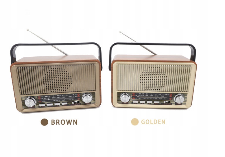 MK-622 Przenośne drewniane Radio Retro Bluetooth FM AM akumulator USB pilot Model MK-622