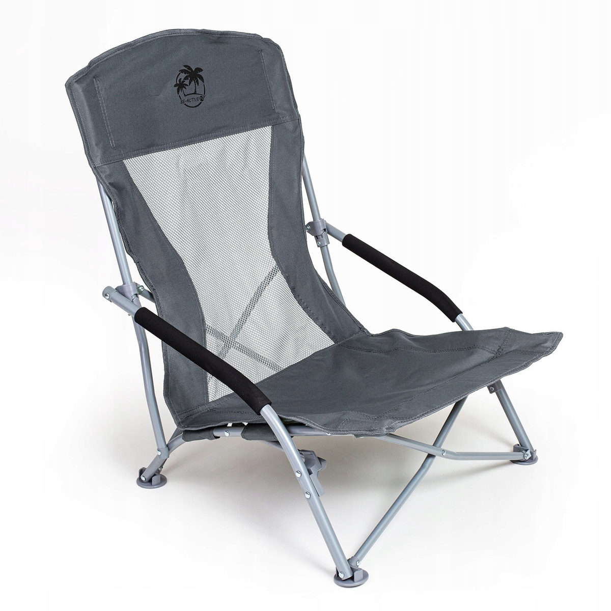 Krzesło turystyczne plażowe wędkarskie na kemping ryby rozkładane szare