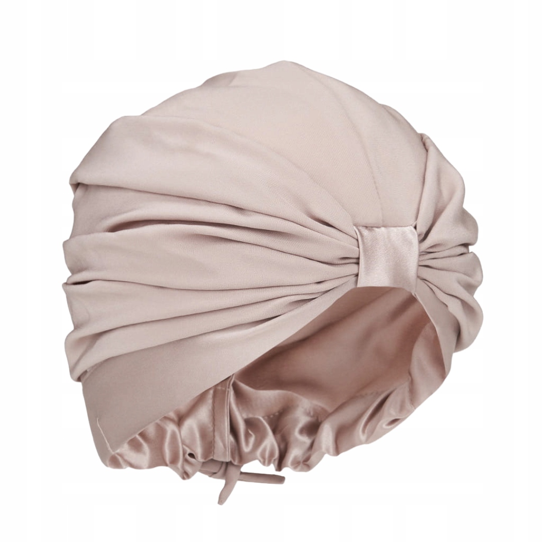 Turban jedwabny Almania , turban z jedwabiu do spania 100% jedwab rose gold