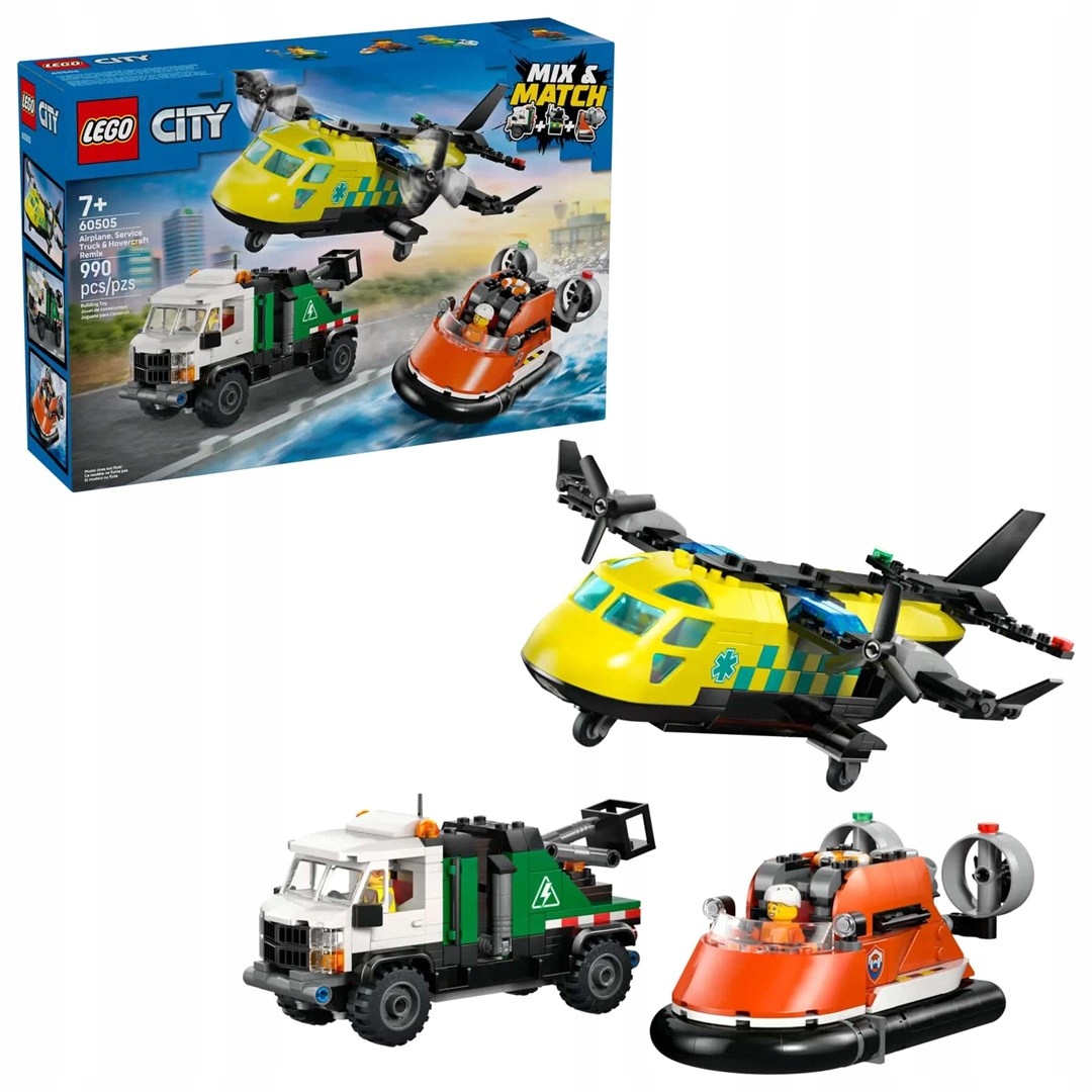 Lego City 60505 Sada s letadlem, servisním kamionem a vznášedlem