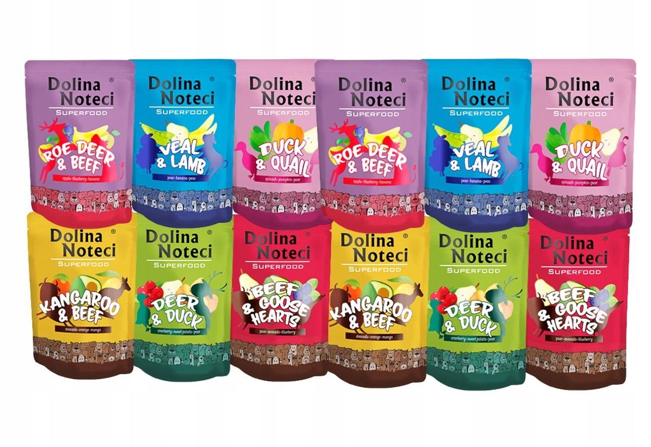 Levně Vlhké krmivo pro psy Dolina Noteci Superfood mix chutí sáčky 12x300 g