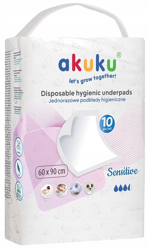 AKUKU PODKŁADY DO PRZEWIJANIA JEDNORAZOWE 60x90 cm PRZEWIJAK 10szt Kod producenta A0501