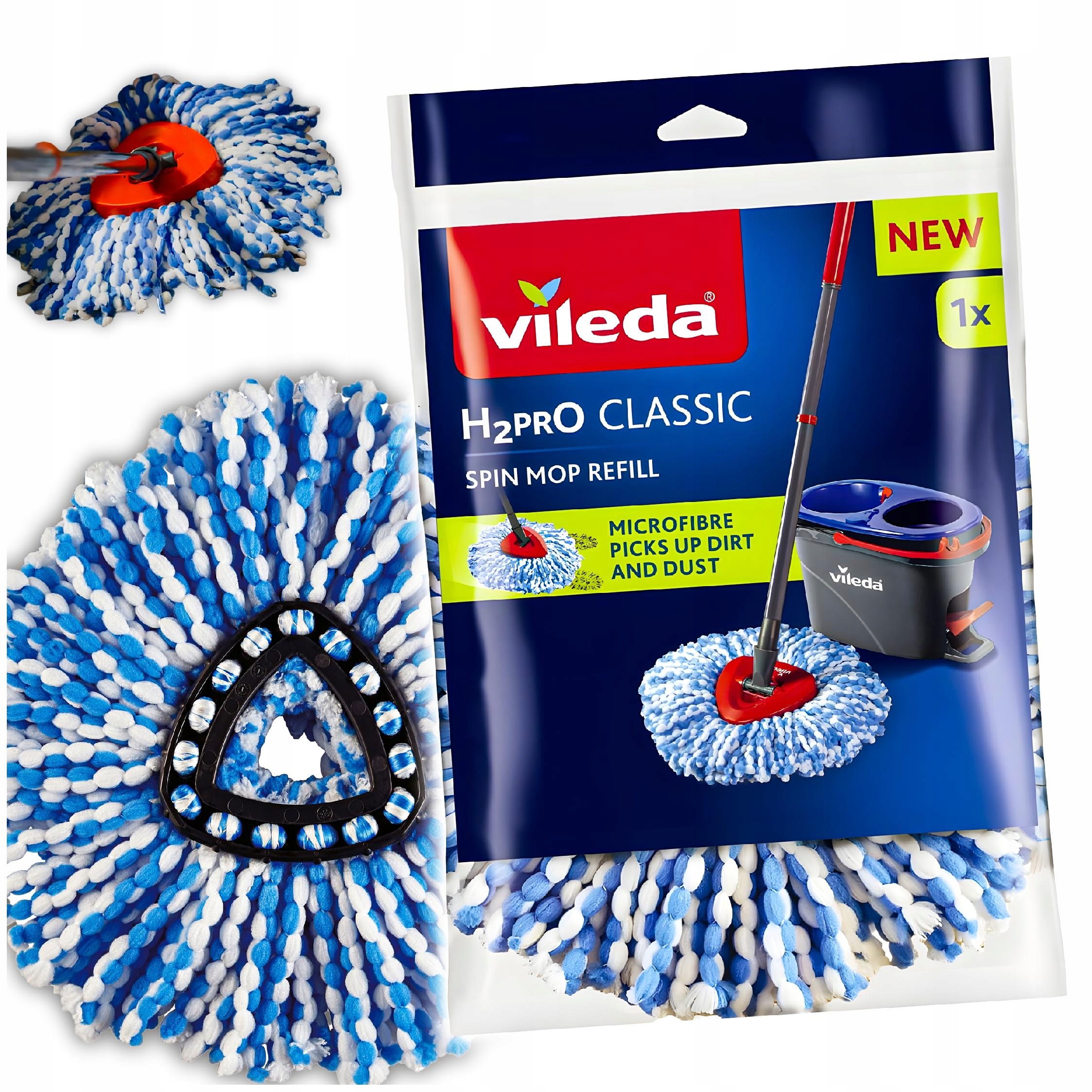 Levně Vložka Do Mopu Vileda H2PRO Zásoba Mikrovlákna Trojúhelníková
