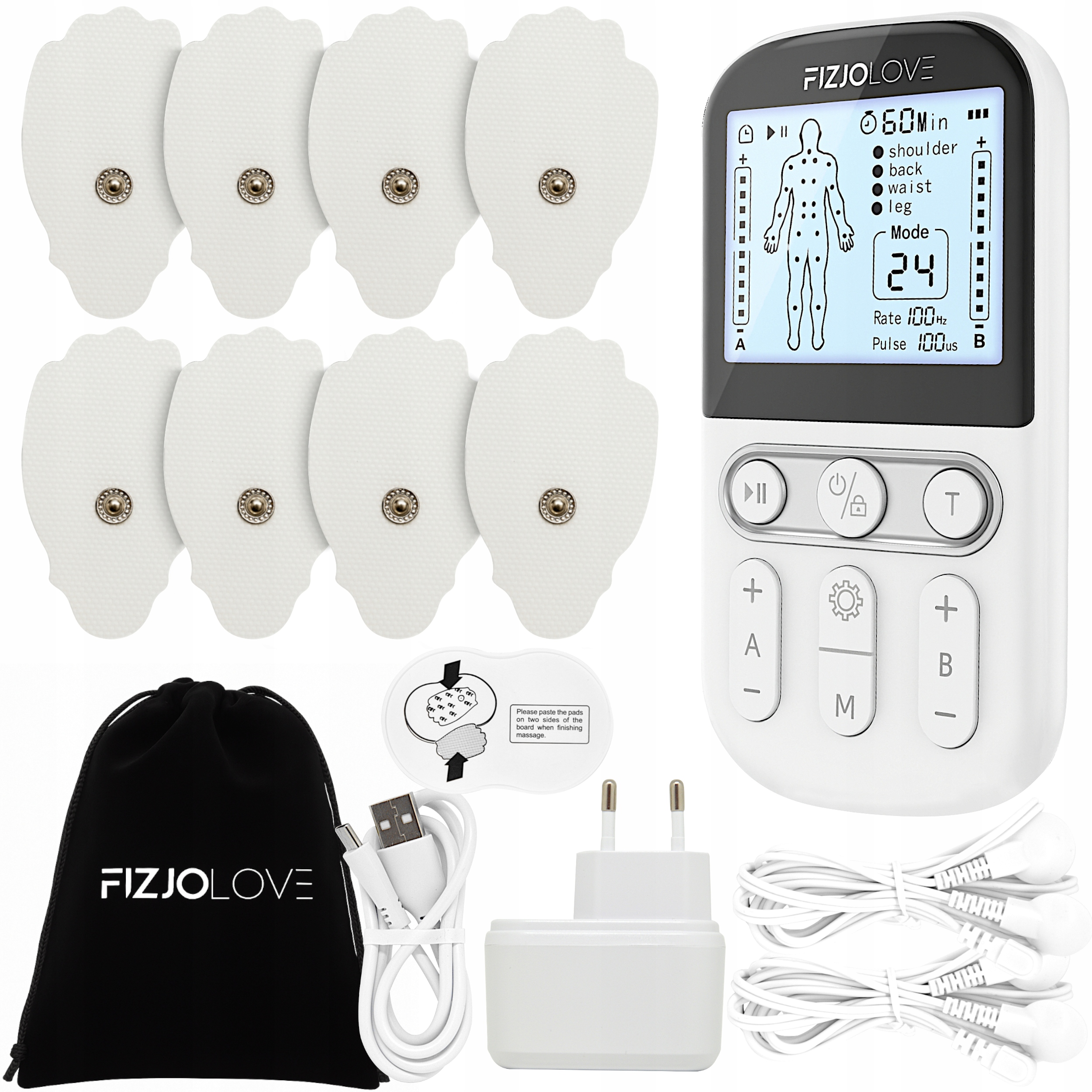 Elektrostymulator Mięśni Tens Ems Masaż Stymulacja Elektroterapia Fizjolove