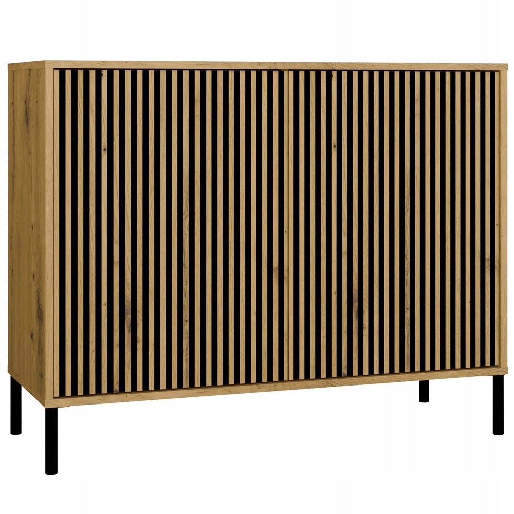 Komoda Kamaro 2D Slim Dub Artisan, Lamelová Skrinka, Ryhovaná Predná Časť Do Obývačky