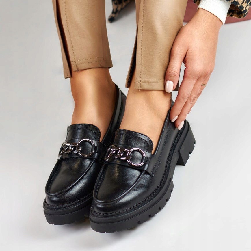 Czarne mokasyny na platformie z ekoskóry - 40 La.Fi Rozmiar 40