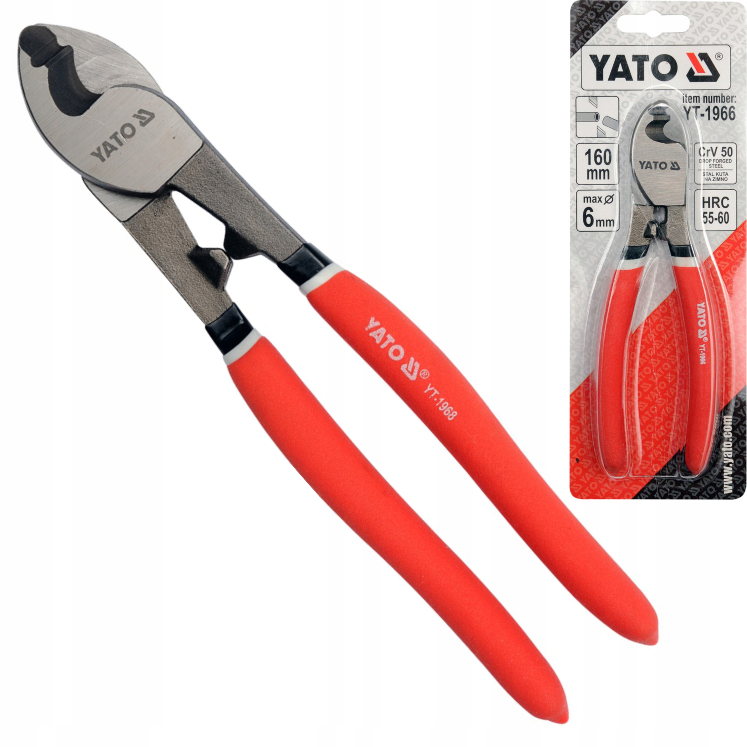 YATO OBCINACZKI KABLI PRZEWODÓW 6mm SZCZYPCE 165mm DO CIĘCIA KABLI PRZEWODU