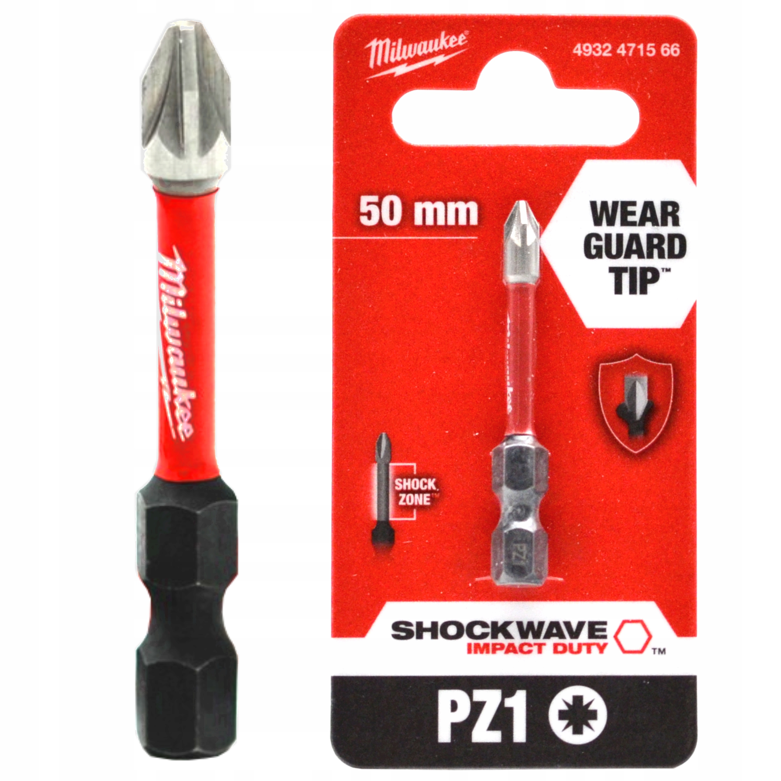 Bit Udarowy Końcówka Shockwave PZ1 50 MM Pz Mocne Udarowe Milwaukee