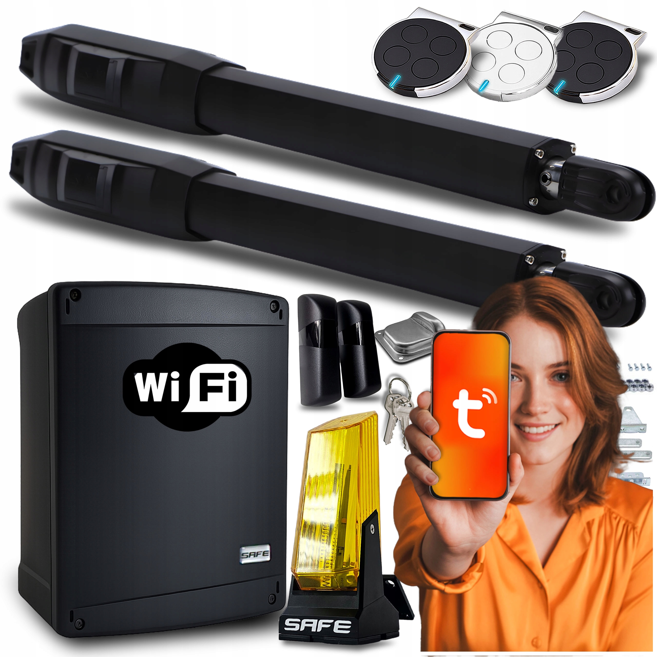 Set Pohon Pro Dvojkřídlovou Bránu Wifi Tuya ovladače pohony 8 m 200 Kg