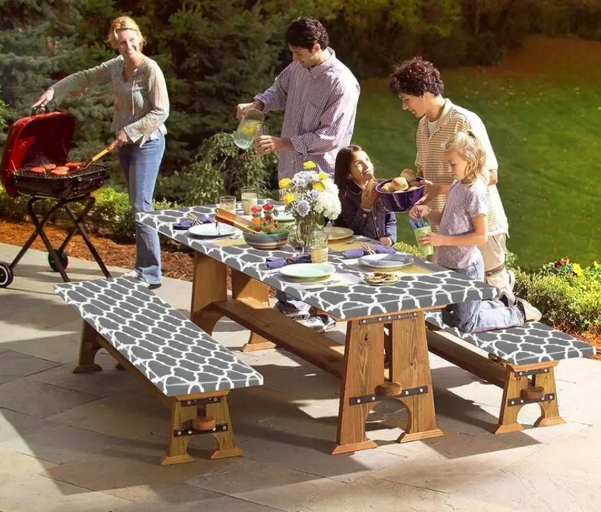 Obrus Wodoodporny POKROWIEC OCHRONNY NA STÓŁ OGRODOWY + 2 ŁAWKI OBRUS PVC Cechy dodatkowe wodoodporność