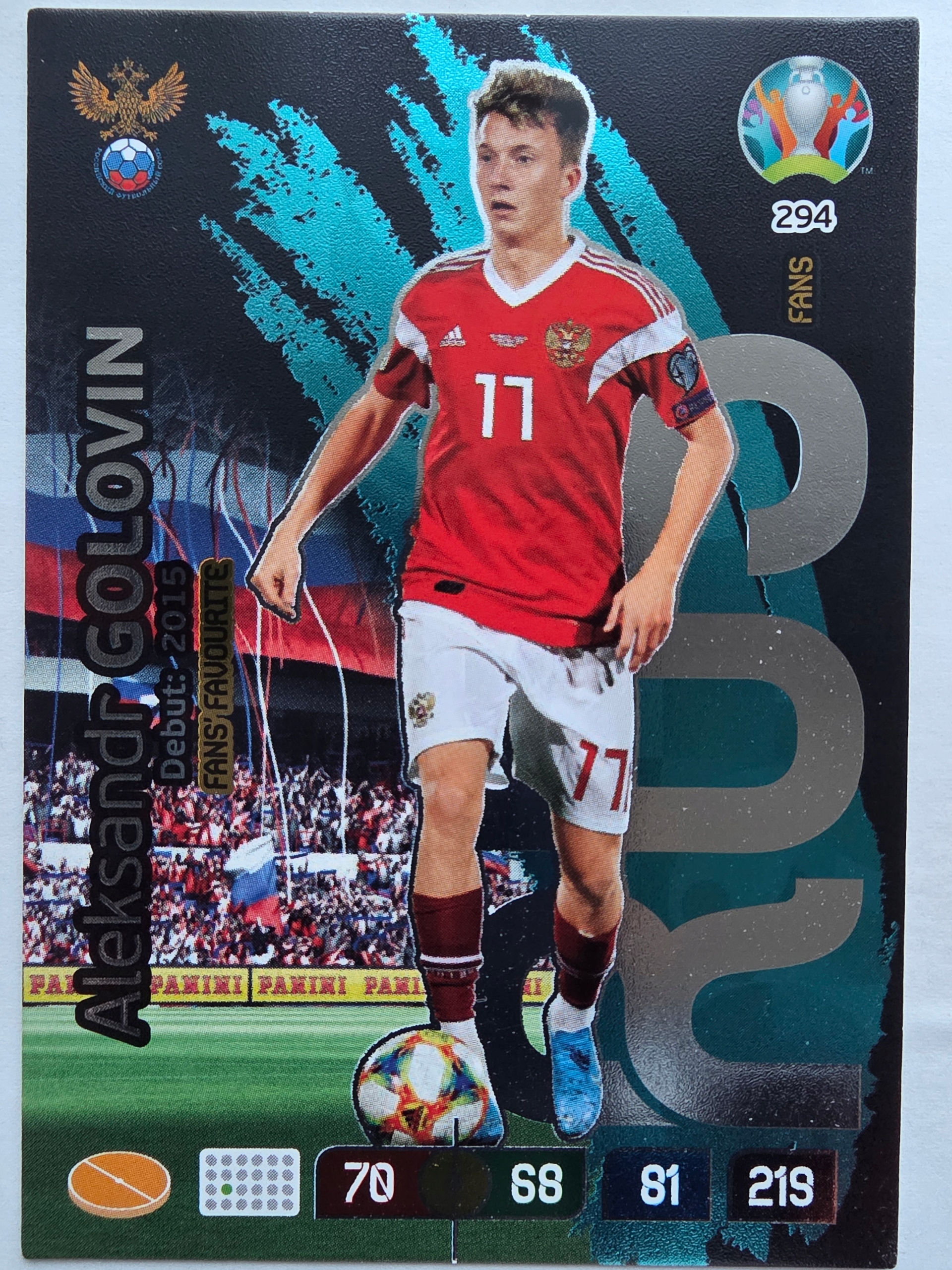 2020 Panini Euro Aleksandr Golovin Fans Favourite Rosja Nr 294 /o
